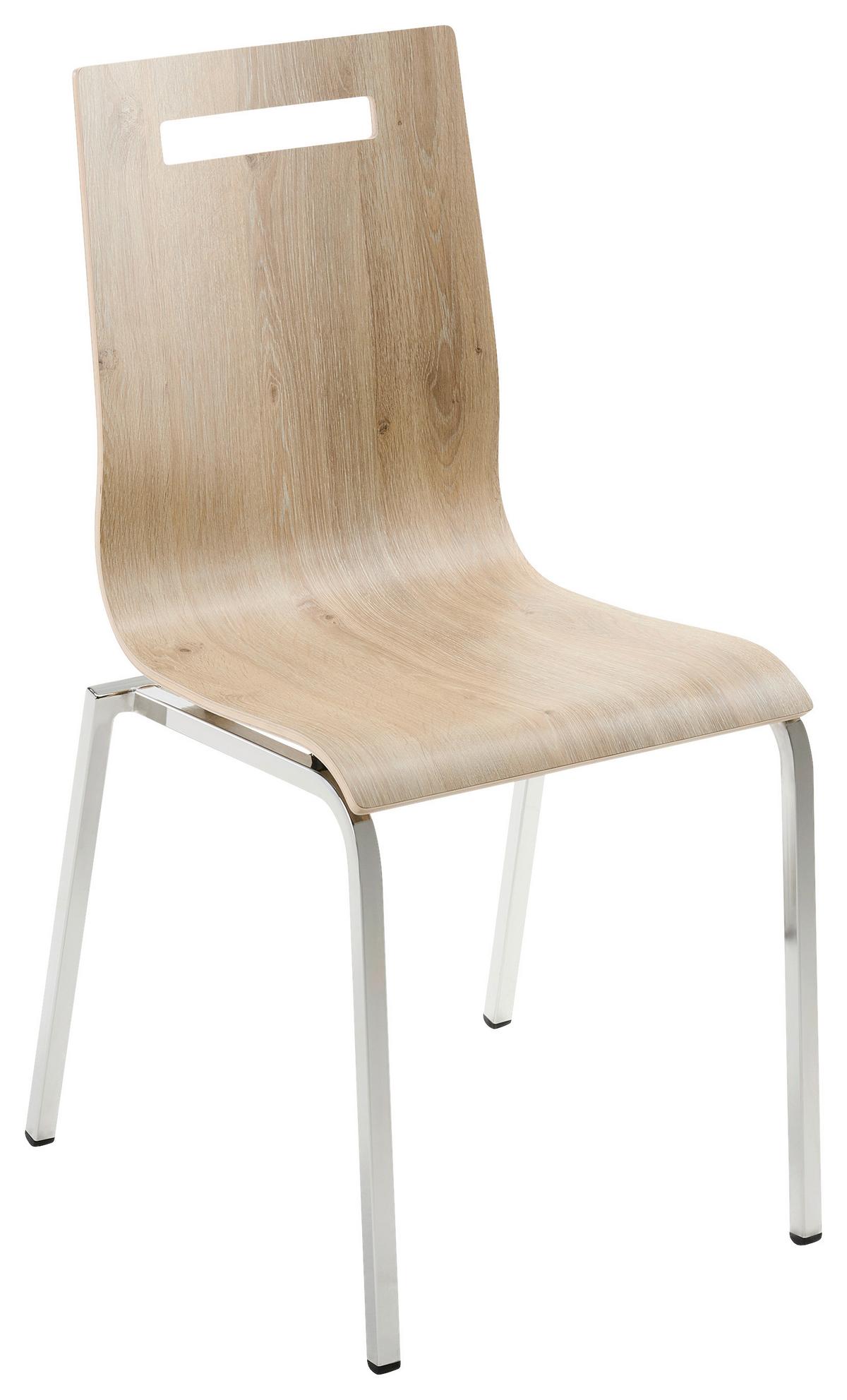 Besucherstuhl "My Life", eichefarbe - Chromfarben/Eichefarben, Basics, Holz/Metall (48/87/55cm) - MID.YOU