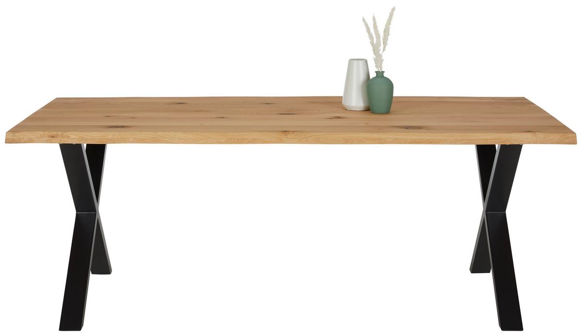 Masa OAK - stejar sălbatic/negru, Natur, lemn/metal (200/100/75cm) - Zandiara