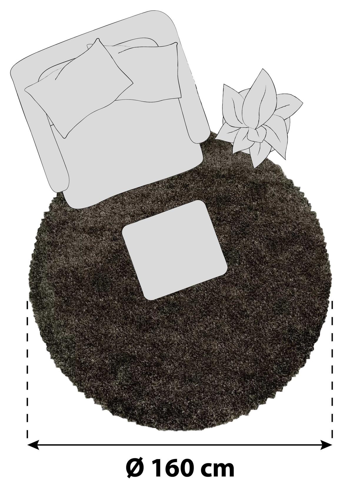 Preproga Fluffy, Ø 160cm, Rjava - rjava, Basics, tekstil (160cm)