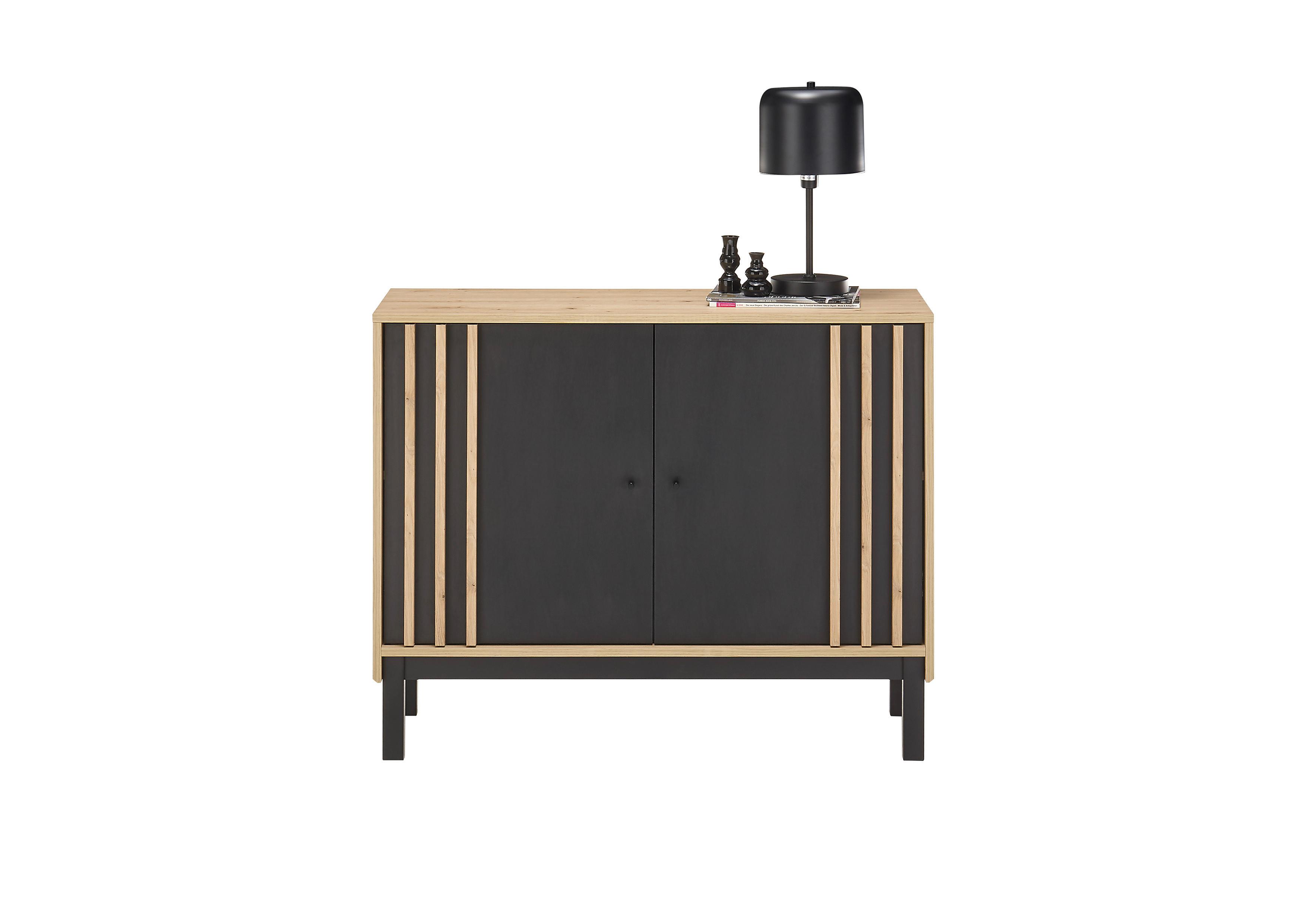 Kommode Volano in Eichefarben/Schwarz - Schwarz/Eiche Artisan, Modern, Holzwerkstoff/Kunststoff (105/84/39cm) - Carryhome