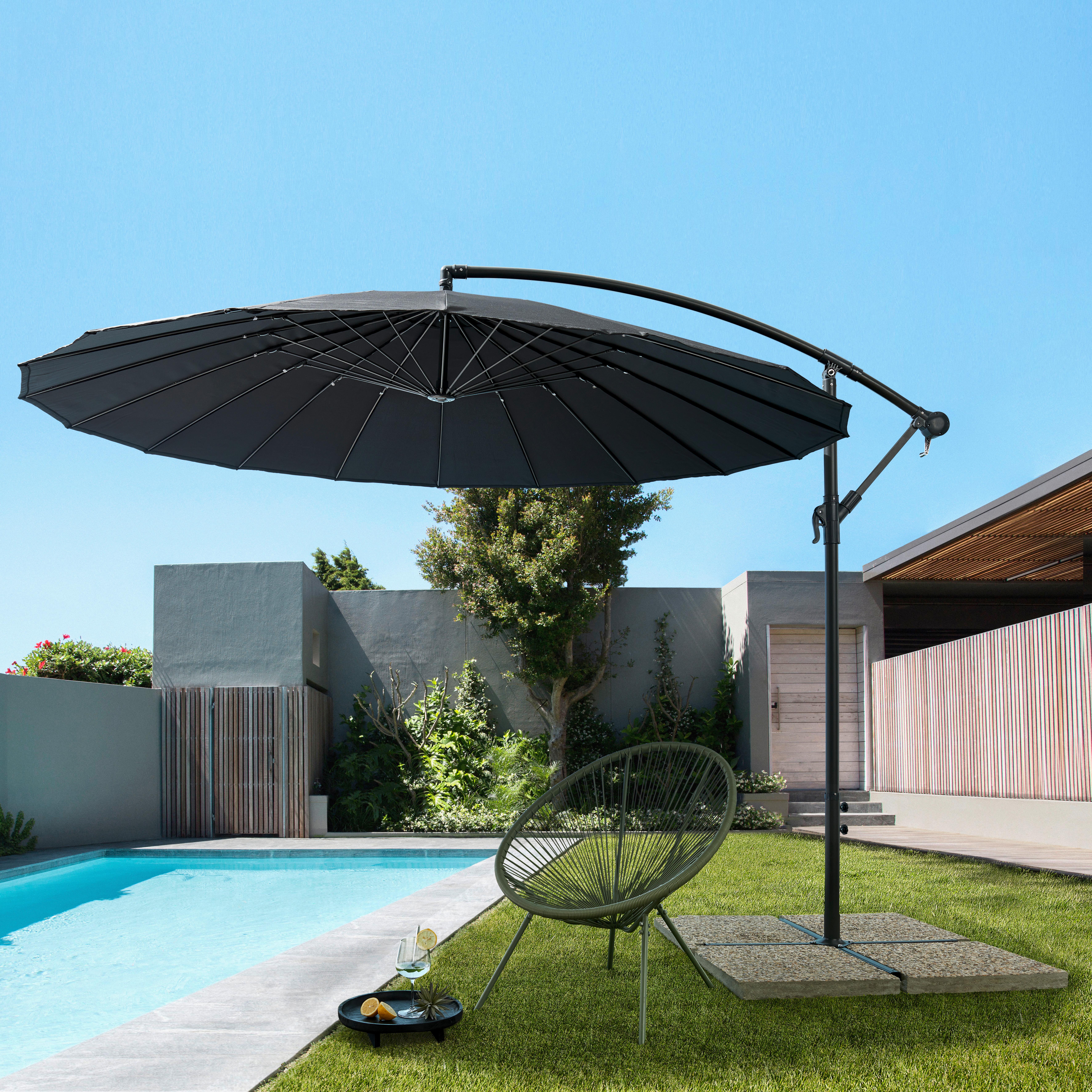 Ampelschirm Ameo in Anthrazit - Anthrazit, Modern, Kunststoff/Textil (280/260/280cm) - Mömax