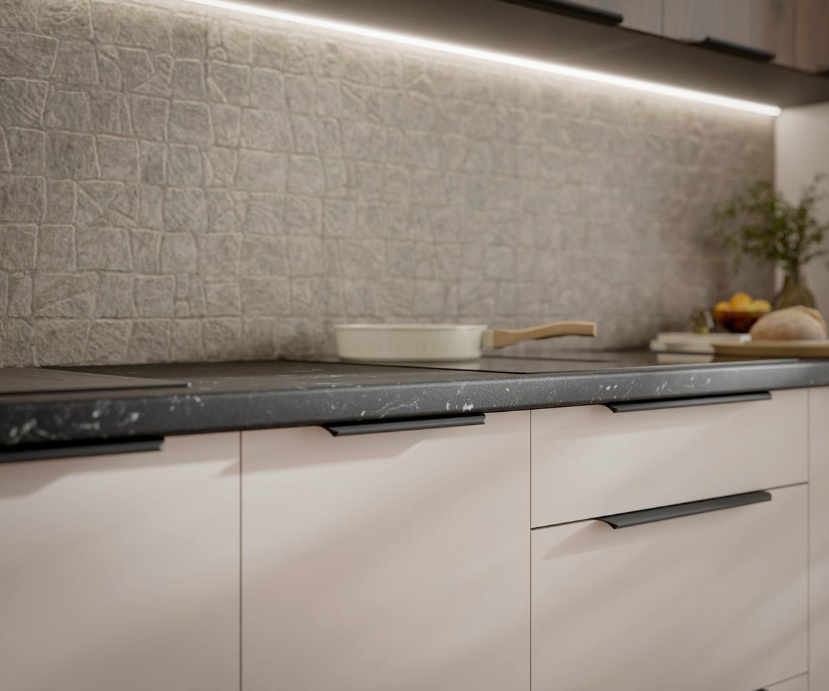 Blok Kuhinja Arona/monza - kašmir/boja orahovog drveta, Moderno, staklo/metal (260/210/60cm) - Modern Living