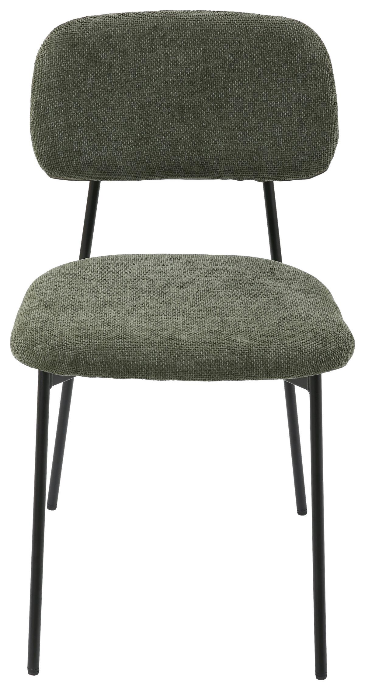 Stuhl Lara Grün, stapelbar - Schwarz/Grün, MODERN, Textil/Metall (44/78,5/49cm) - Mömax