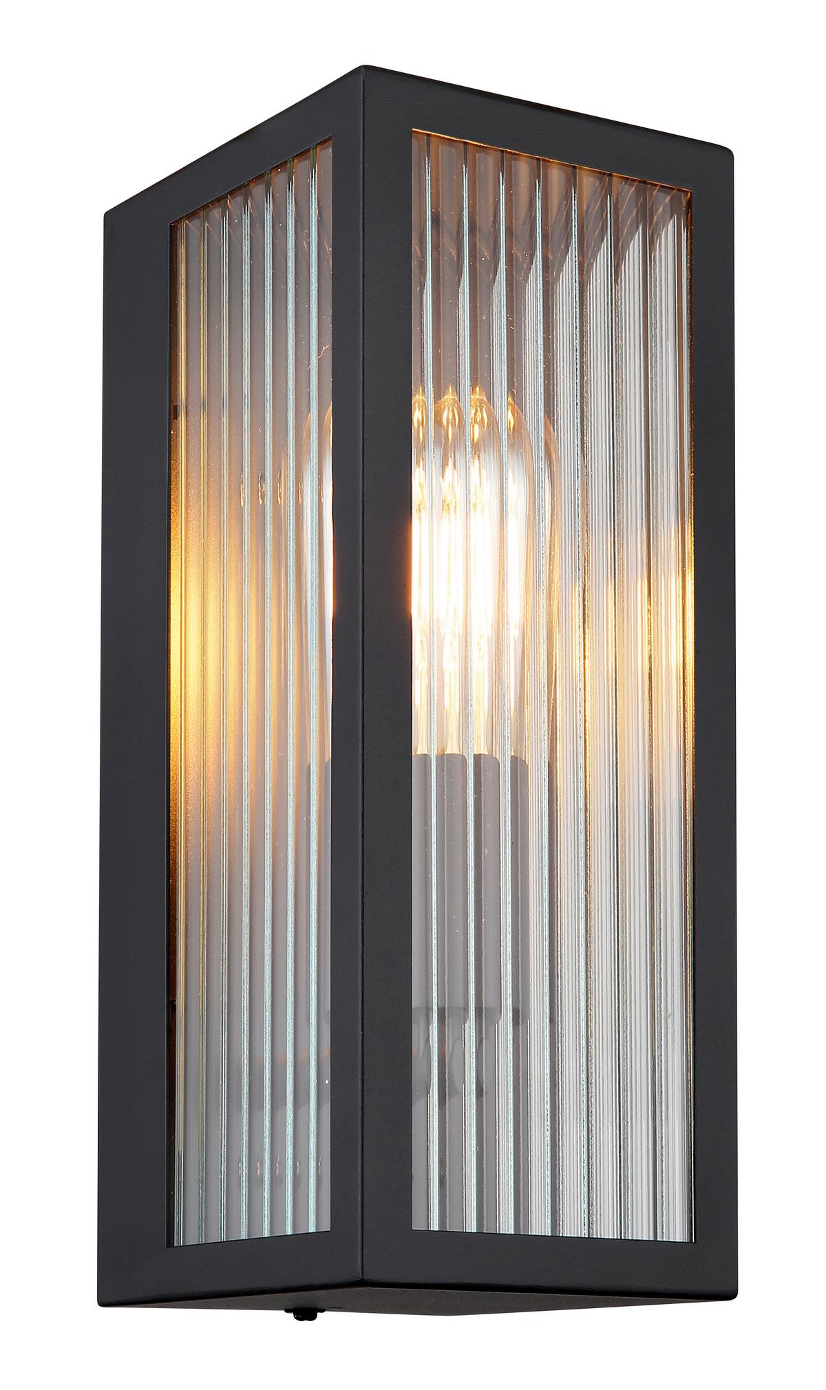 AUSSENLEUCHTE 31980 - Klar/Schwarz, Basics, Glas/Metall (12/14/32cm) - Globo