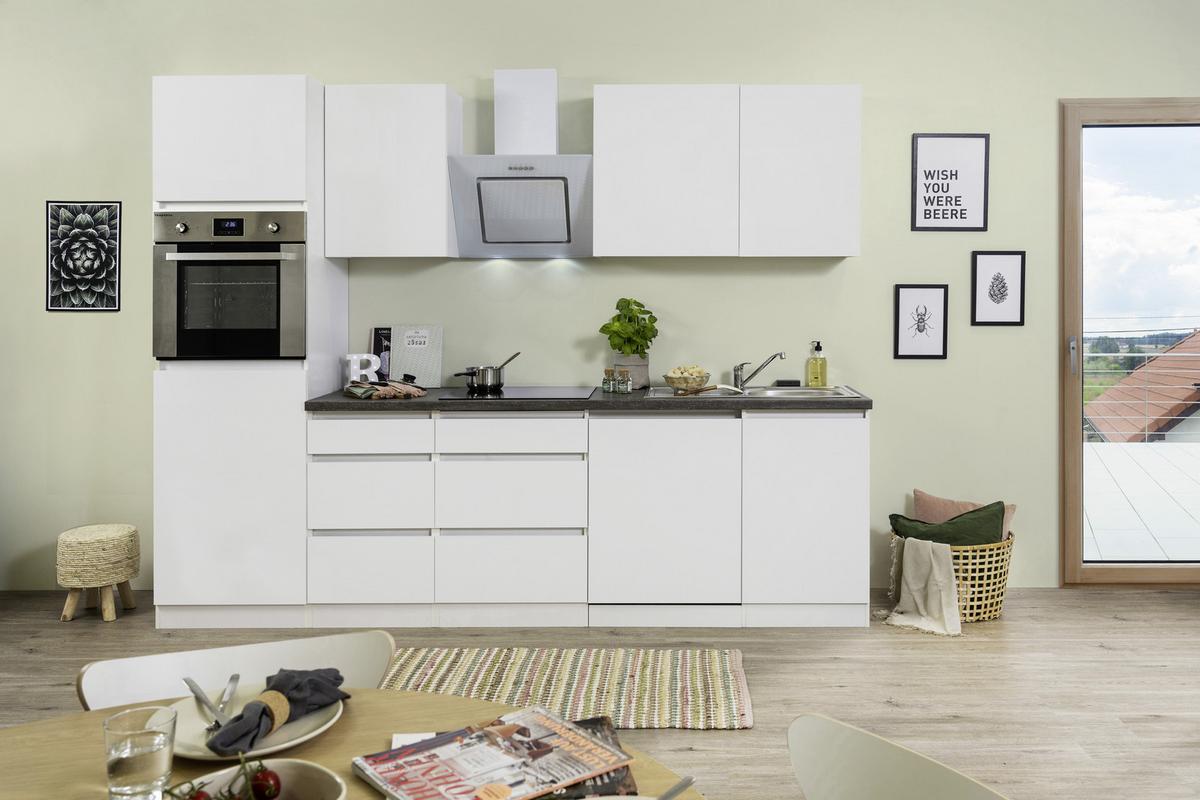 Küchenblock Premium Weiß B: ca. 280 cm - Weiß/Braun, MODERN, Holzwerkstoff (280cm) - Respekta