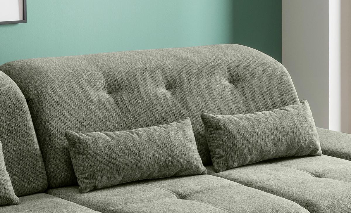 Ecksofa Dalida Dunkel Grün Chenille m. Bettkasten - Chromfarben/Dunkelgrün, Design, Textil/Metall (254/280cm) - Livetastic