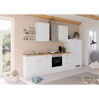Küchenblock IBZ ohne Geräte ca. 330 cm Weiß - Edelstahlfarben/Eichefarben, Design, Holzwerkstoff/Metall (330cm) - Impuls