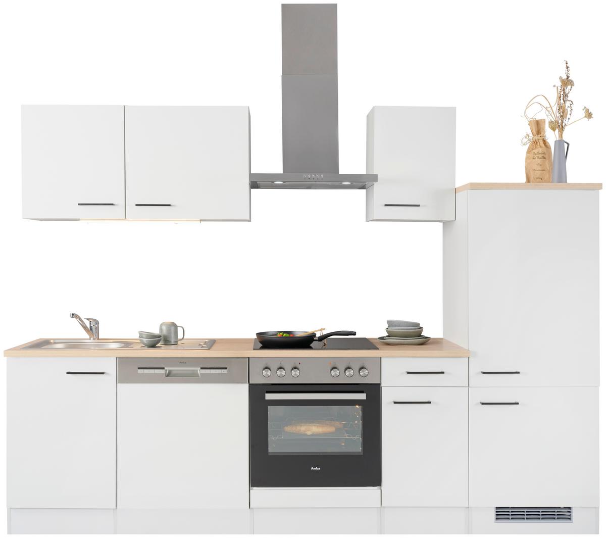 Küchenblock Levi Hellgrau - Hellgrau/Schwarz, MODERN, Holzwerkstoff (270cm) - FlexWell