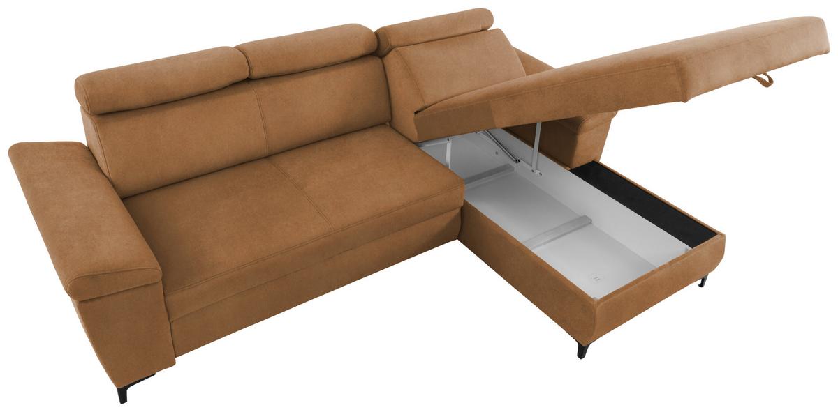 Sedežna Garnitura Santi, Oranžna, Ležišče, Predal - črna/oranžna, Moderno, kovina/tekstil (258/176cm) - Modern Living