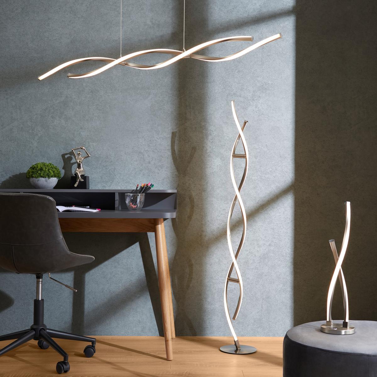 LAMPA WISZĄCA LED 9142-55 POLINA - kolor niklowy, Design, metal (110/8/140cm) - Paul Neuhaus