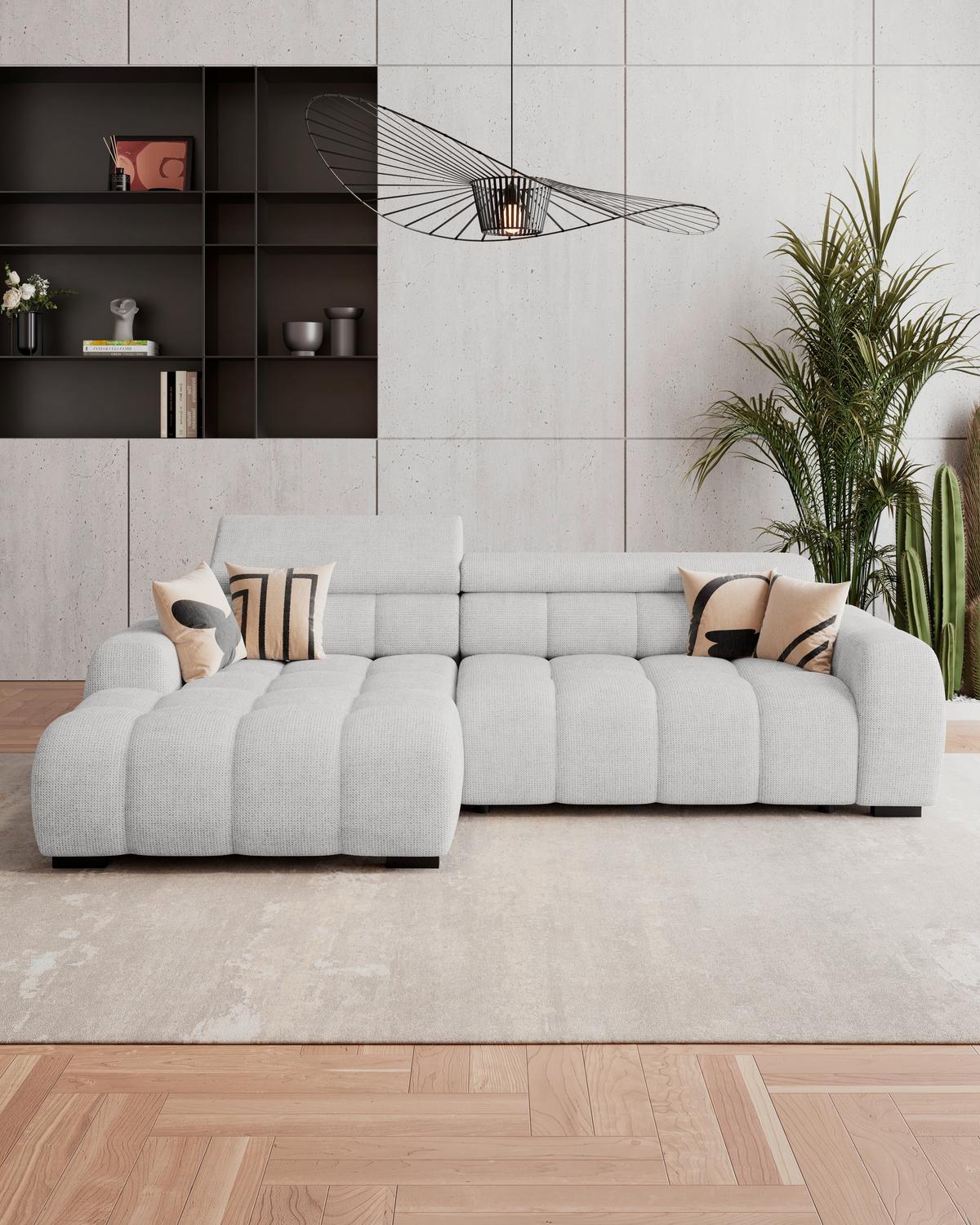 Kutna Garnitura Fargo S - crna/sivo-bež, Trend, tekstil/plastika (168/285cm) - Modern Living