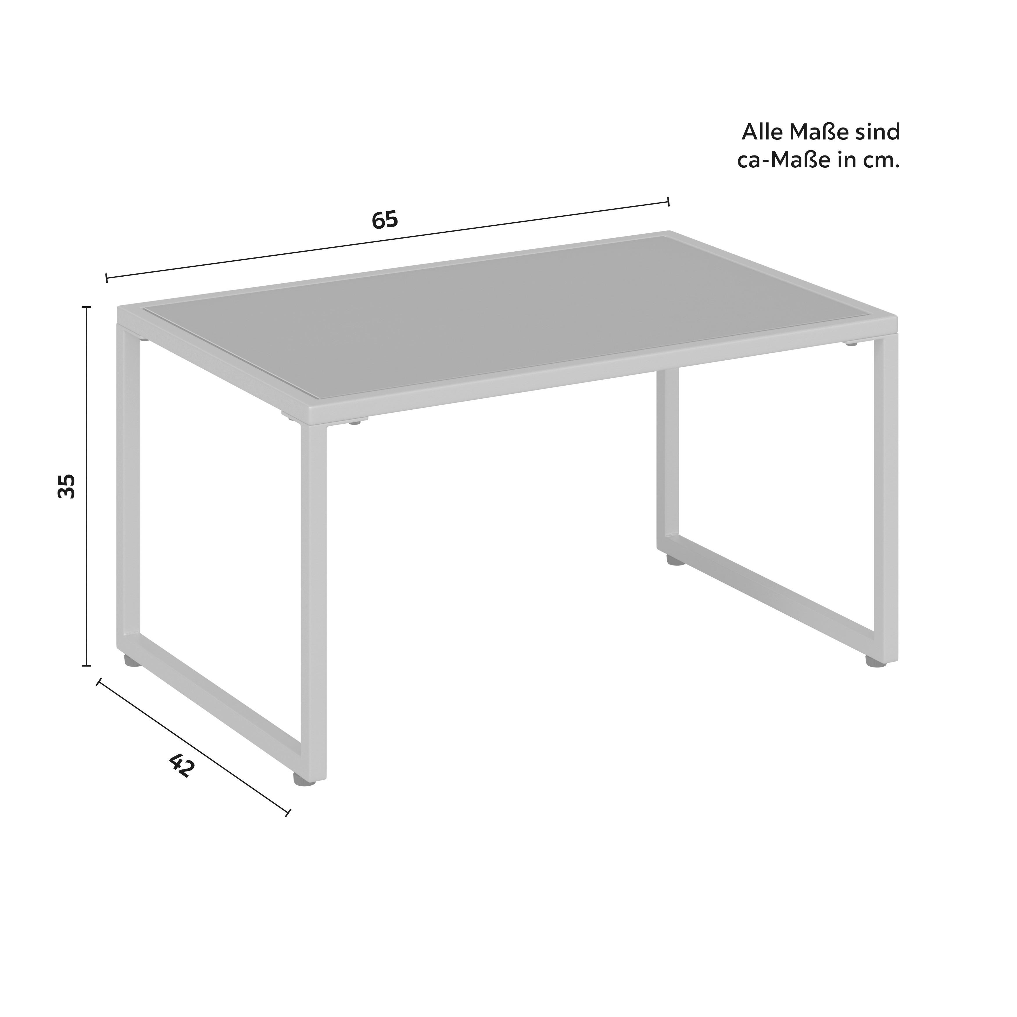 LOUNGEGRUPP LARA - grå/cremefärgad, Modern, metall/glas (114cm) - Bessagi Garden