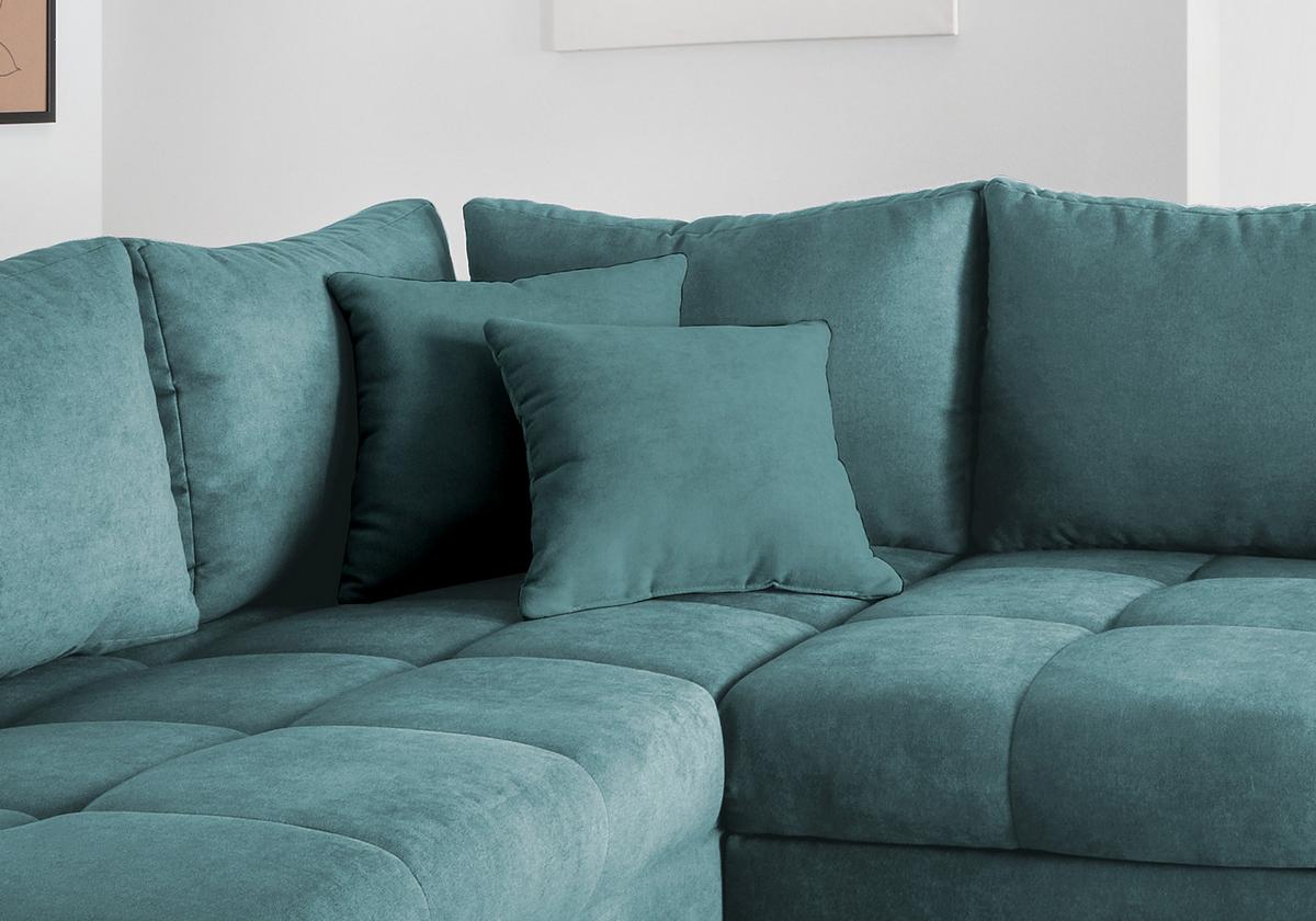 Wohnlandschaft Alvito Petrol Nylon/Mikrofaser - Silberfarben/Petrol, Design, Holz/Textil (202/298cm) - MID.YOU