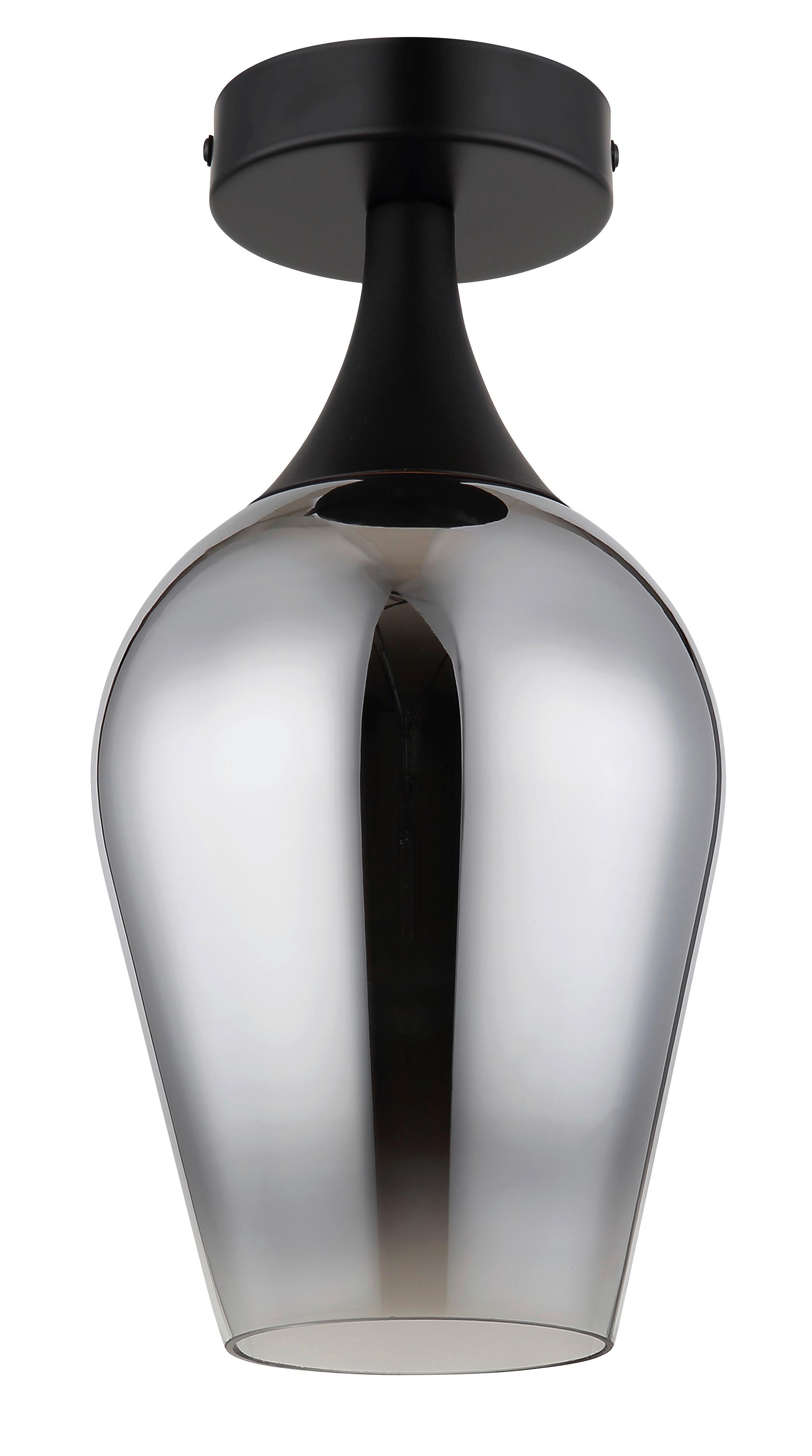 Deckenleuchte Lavus Schwarz/Chromfarben max.40Watt - Klar/Chromfarben, Design, Glas/Metall (15/30cm) - Globo