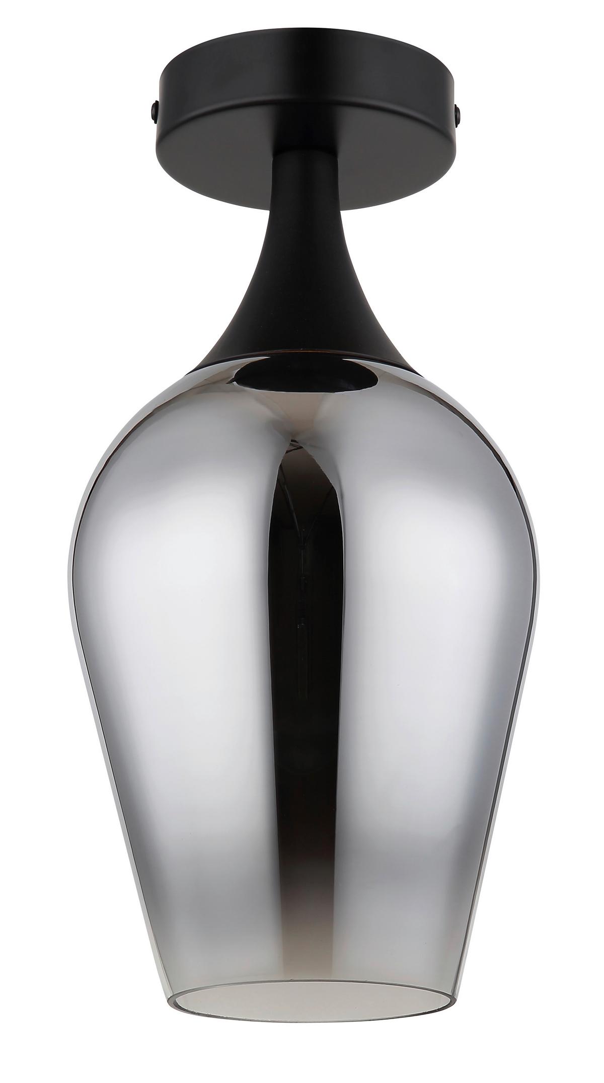 Deckenleuchte Lavus Schwarz/Chromfarben max.40Watt - Klar/Chromfarben, Design, Glas/Metall (15/30cm) - Globo