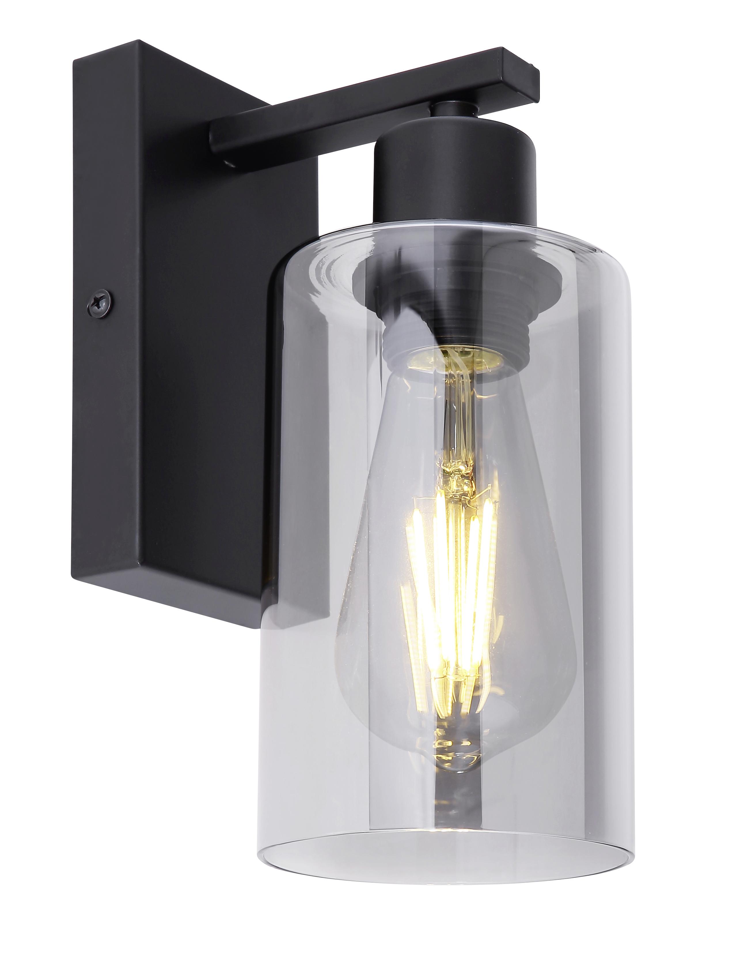 Wandleuchte 15465W in Grau max. 60 Watt - Schwarz/Grau, Design, Glas/Metall (10/15/23cm) - Globo