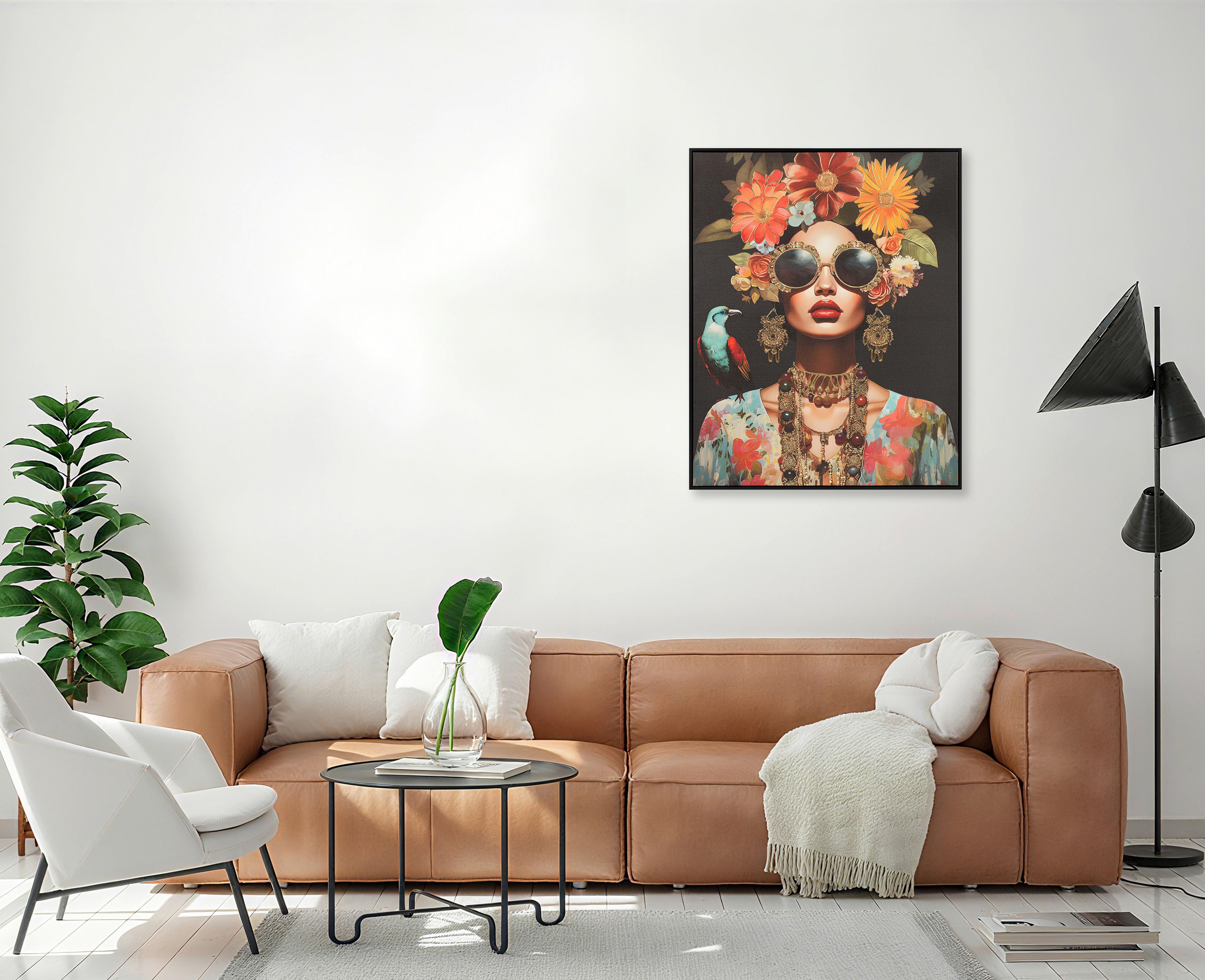 Leinwandbild Hippie Multicolor ca. 82,6x102,6cm - Multicolor/Schwarz, Modern, Holzwerkstoff/Kunststoff (82,6/102,6/3,8cm) - Mömax