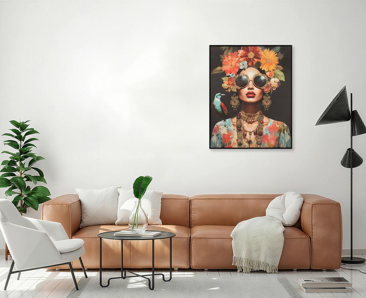 Leinwandbild Hippie Multicolor ca. 82,6x102,6cm - Multicolor/Schwarz, Modern, Holzwerkstoff/Kunststoff (82,6/102,6/3,8cm) - Mömax