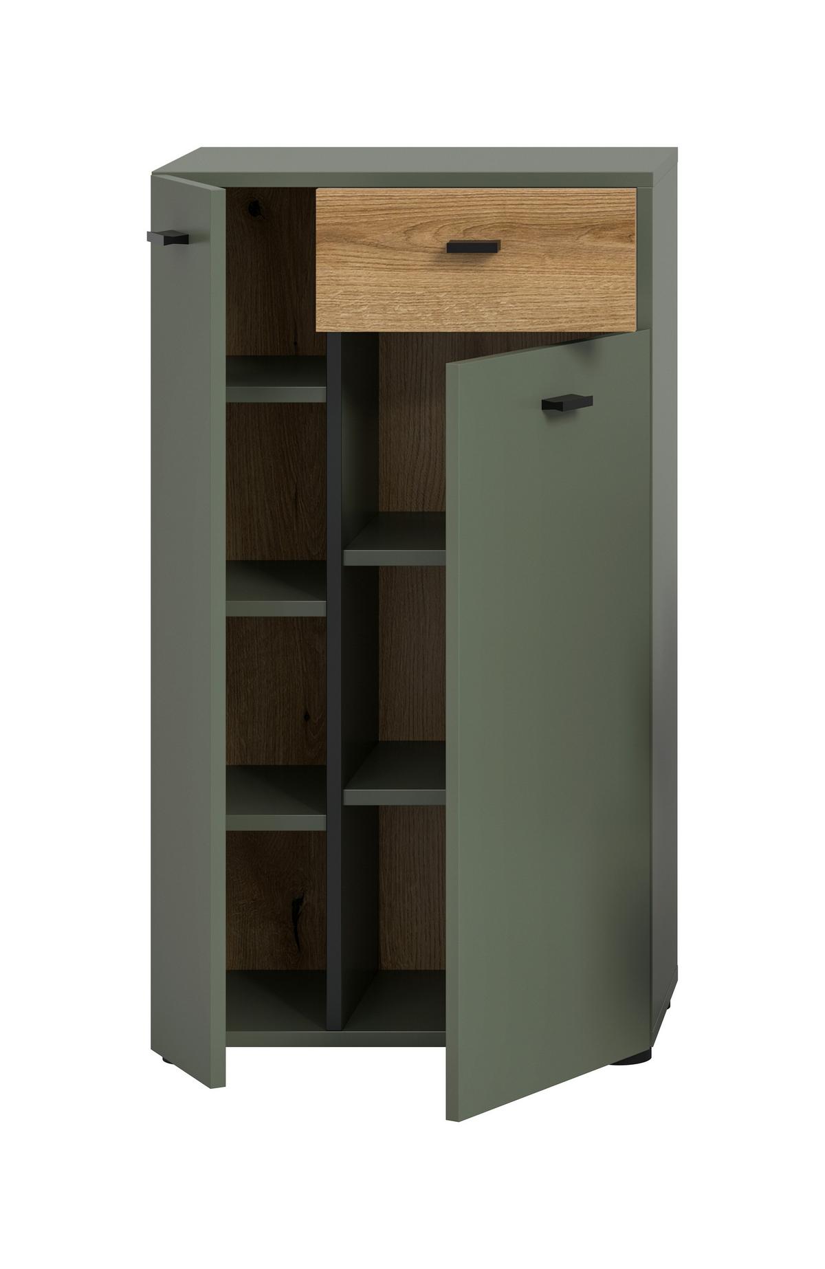 Midischrank Aqua Grün/Eichefarben - Eichefarben/Schwarz, Trend, Holzwerkstoff/Kunststoff (51/91/30cm) - MID.YOU
