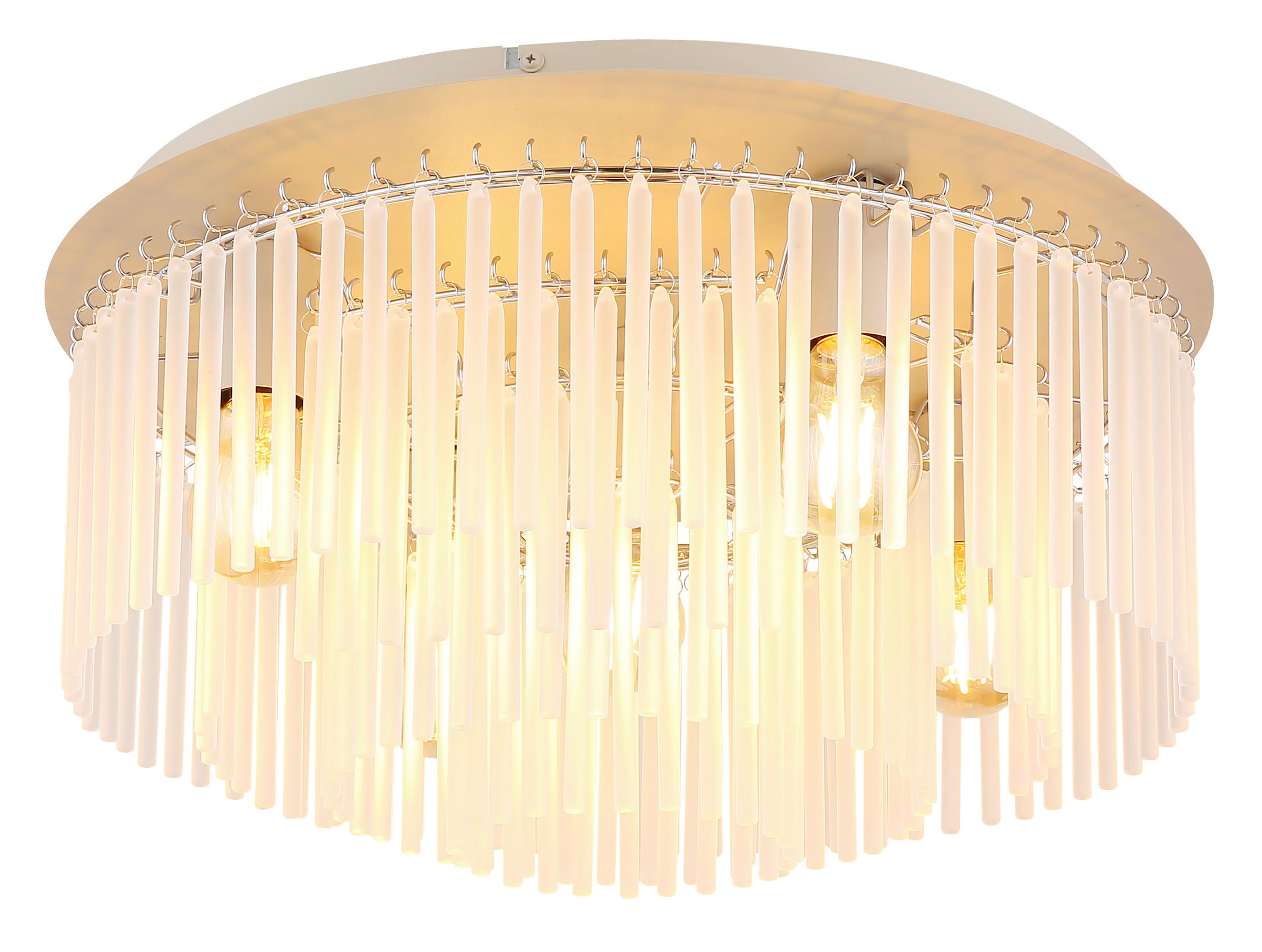 Plafonieră Gorley - culoare crom/nisipiu, sticlă/metal (50/25cm)