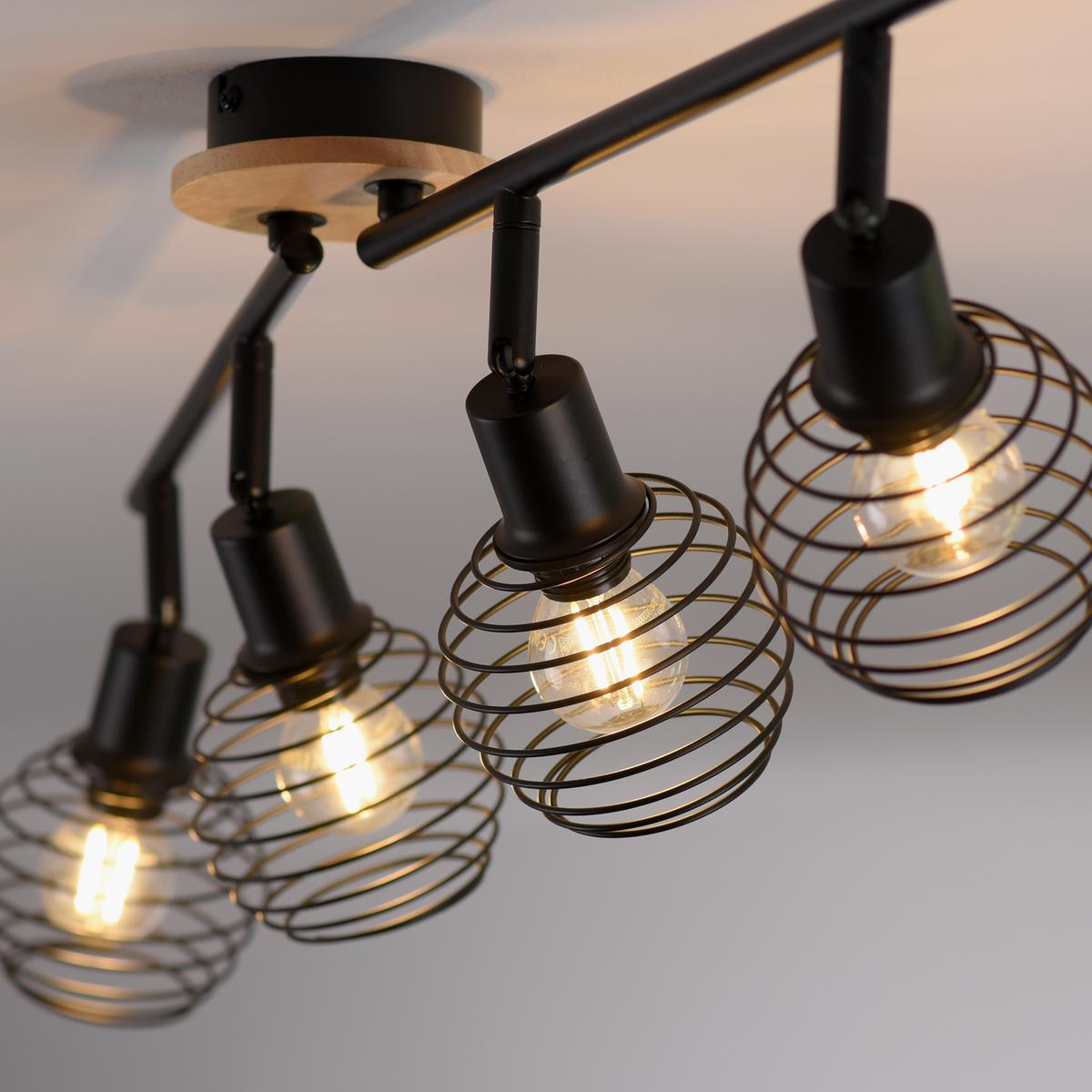Deckenleuchte 15924-79 max. 40 Watt - Schwarz, Natur, Holz/Kunststoff (92/87/24cm)