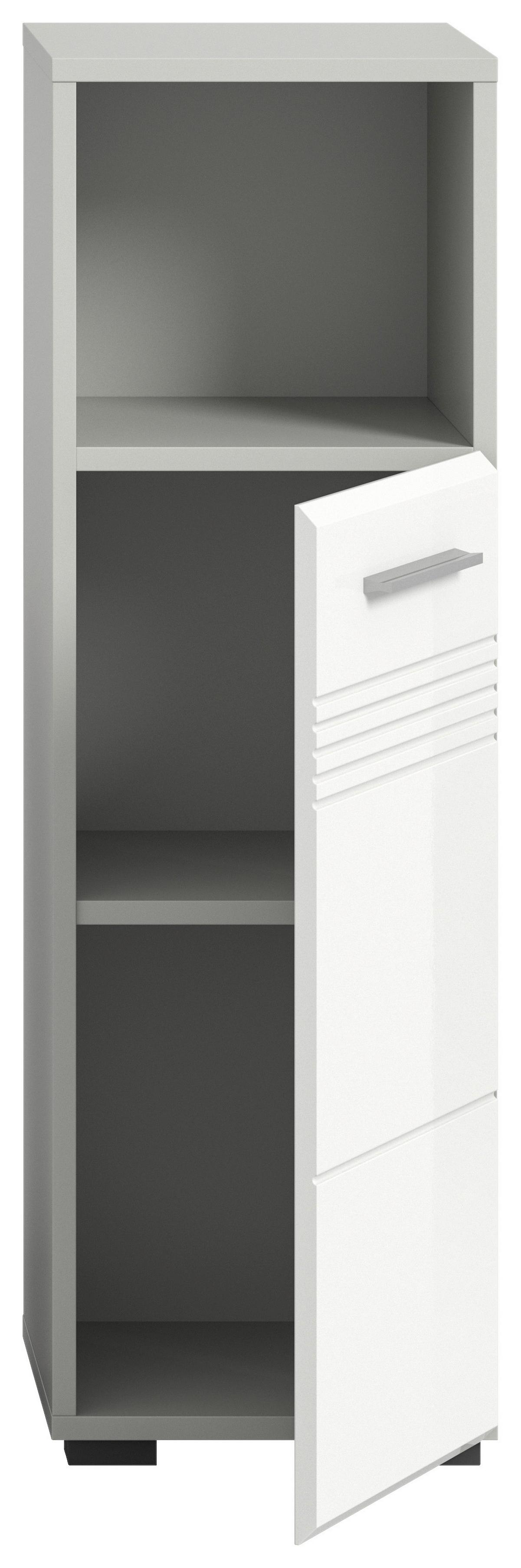 Unterschrank Copa ca. 30x95 cm Weiß/Grau - Chromfarben/Weiß Hochglanz, MODERN, Holzwerkstoff/Kunststoff (30/95/30cm) - MID.YOU