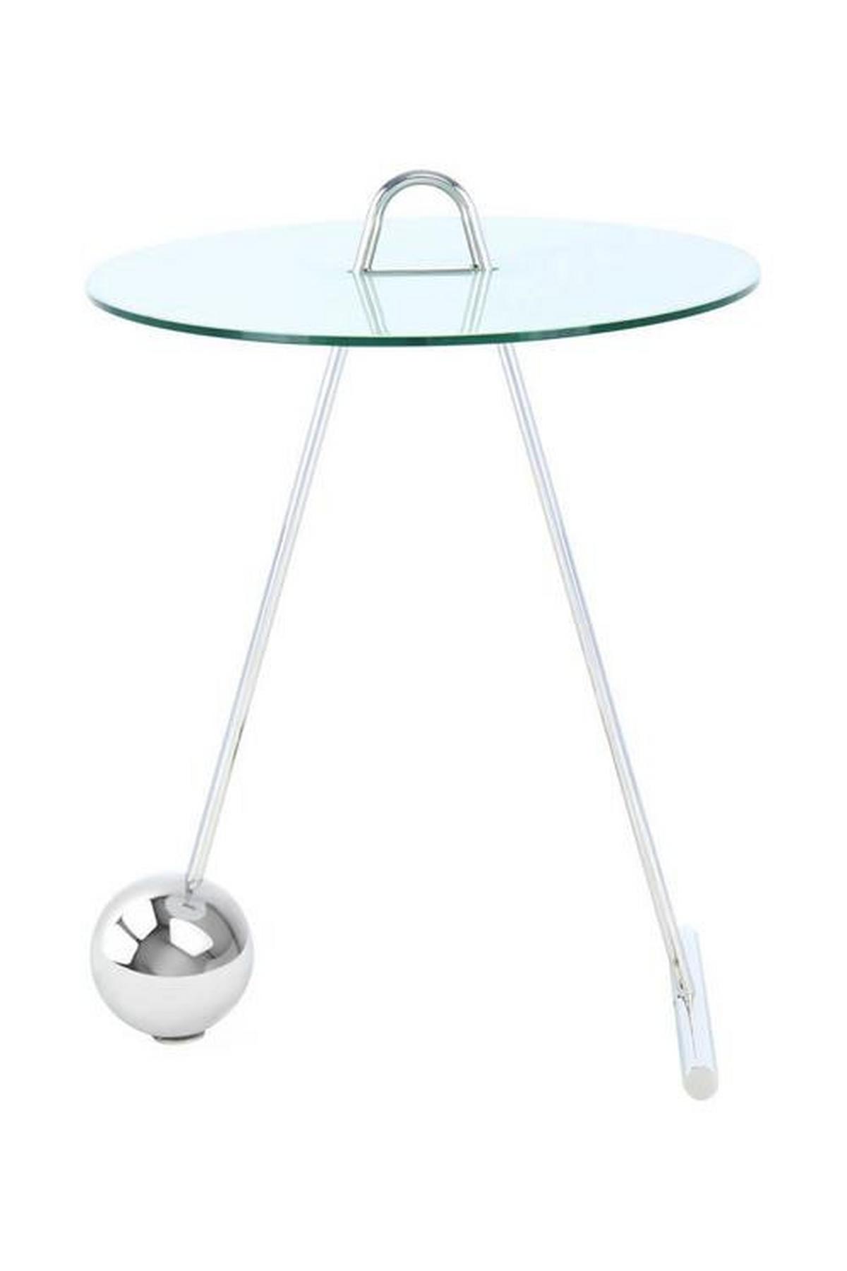 Beistelltisch Pendulum Glas Weiß/Silber ca. 46x60 cm - Silberfarben/Weiß, Basics, Glas/Metall (46/46/60cm) - Kayoom