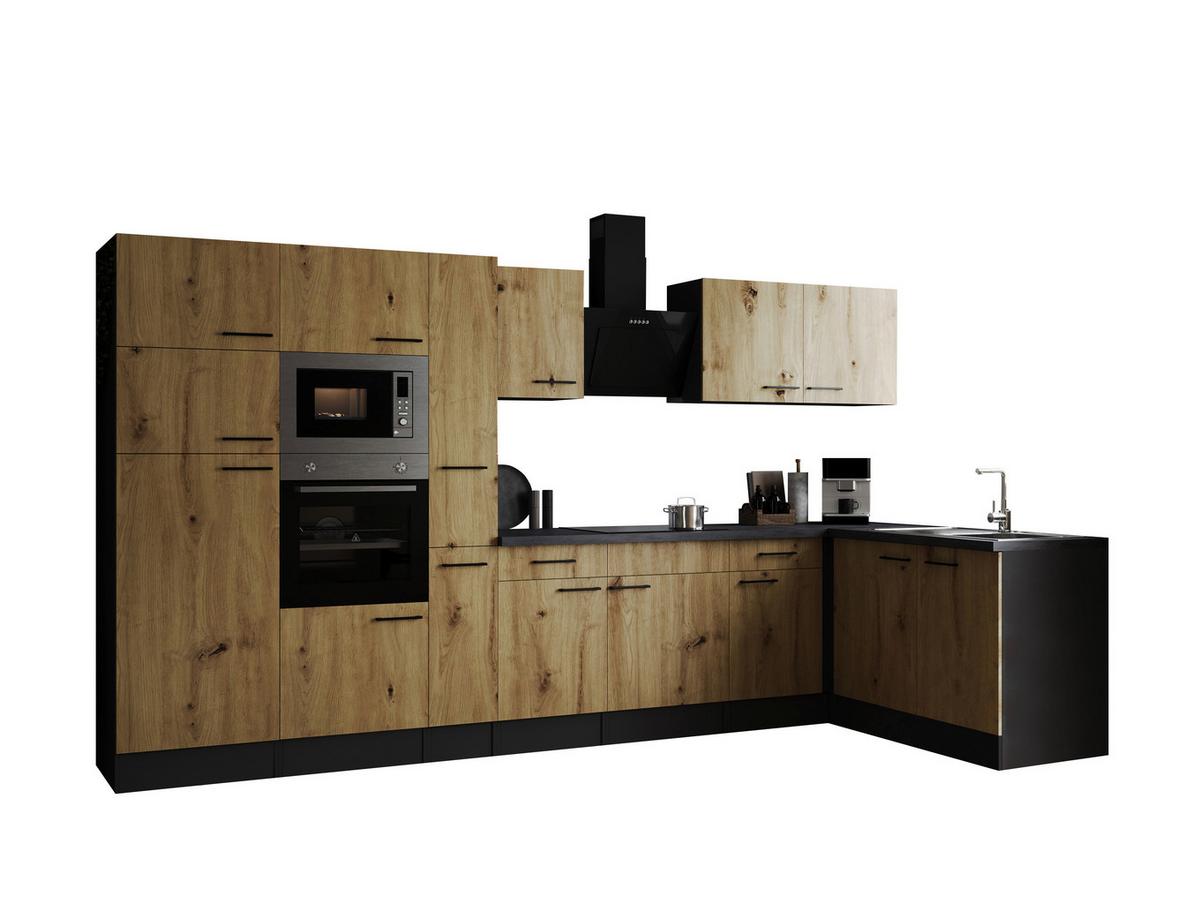 Kotna Kuhinja Z Aparati Oliver, 370x172cm - črna/siva, Design, kovina/leseni material (370/172cm) - Respekta