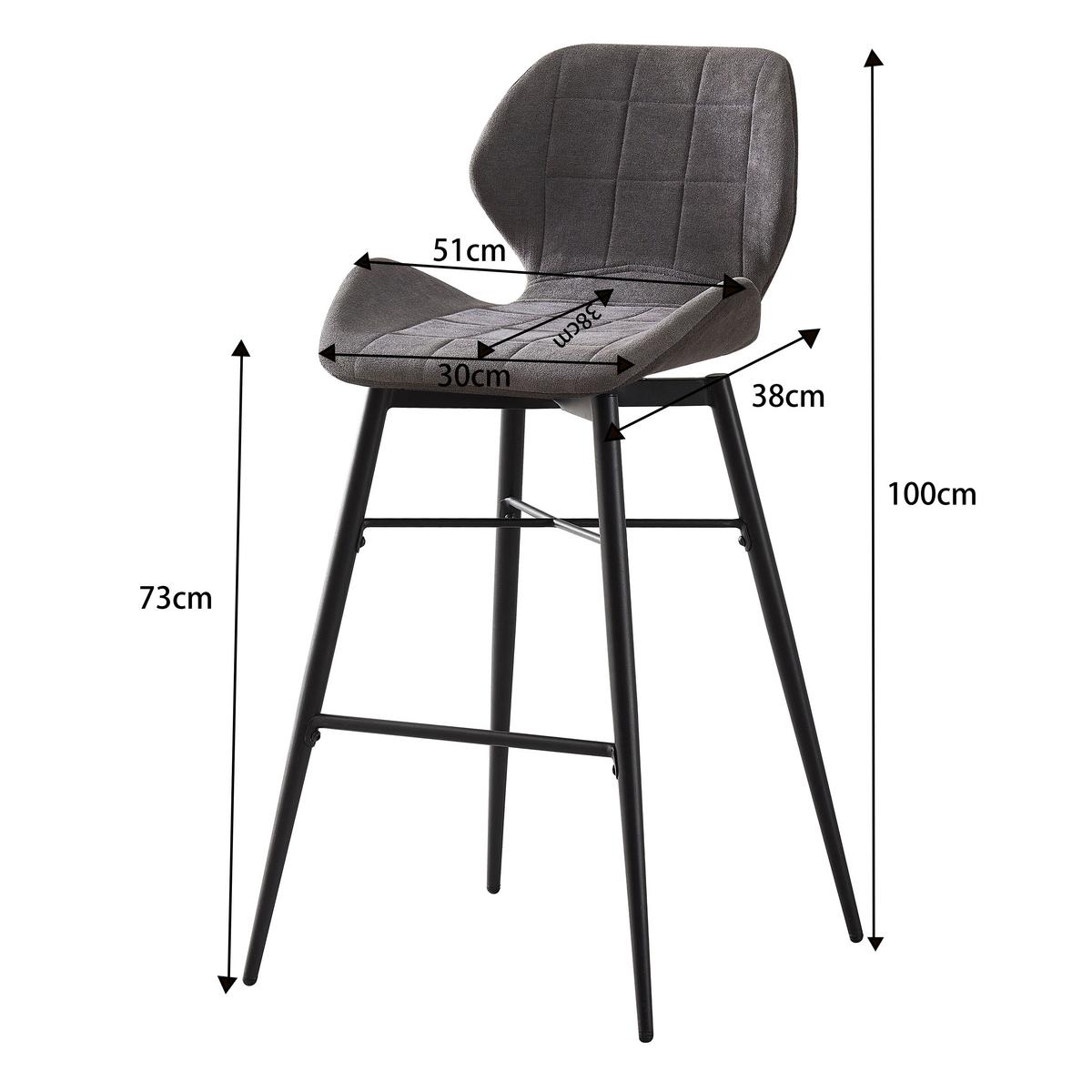 Barski Stol Neapel, Siva - temno siva/siva, Moderno, kovina/tekstil (50/99,5/58cm)