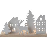 ŚWIECZNIK TEALIGHT 97-23B674 - biały/brązowy, Lifestyle, drewno/ceramika (30,2/10,5/18,5cm) - X-Mas