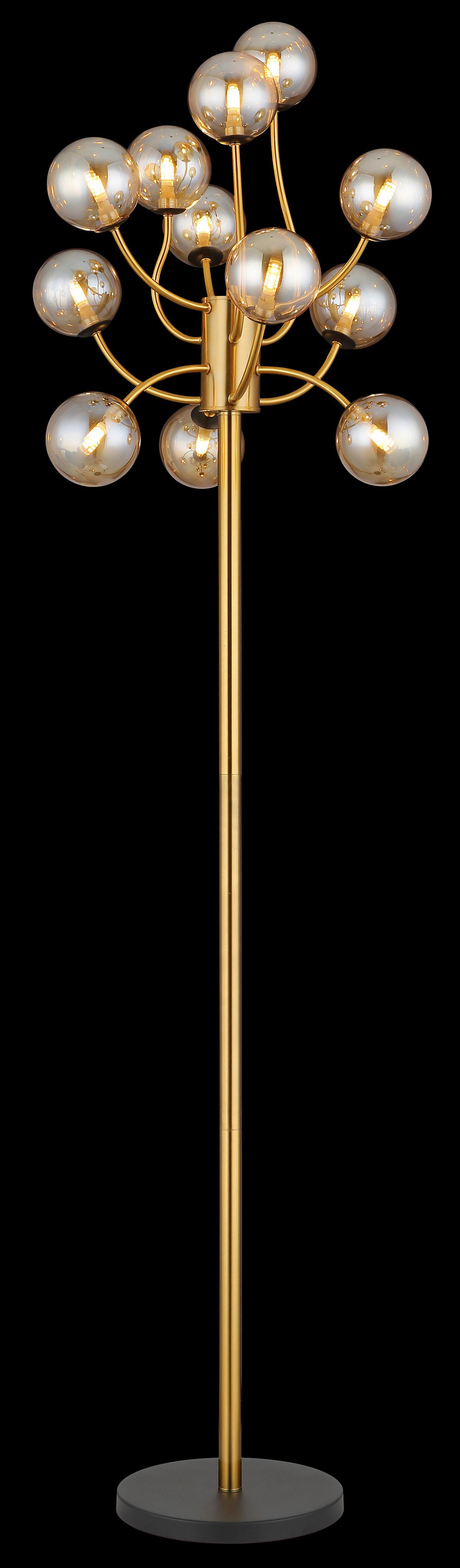 LED-STEHLEUCHTE 56135-12S - Messingfarben/Goldfarben, Design, Glas/Kunststoff (62/200cm) - Globo
