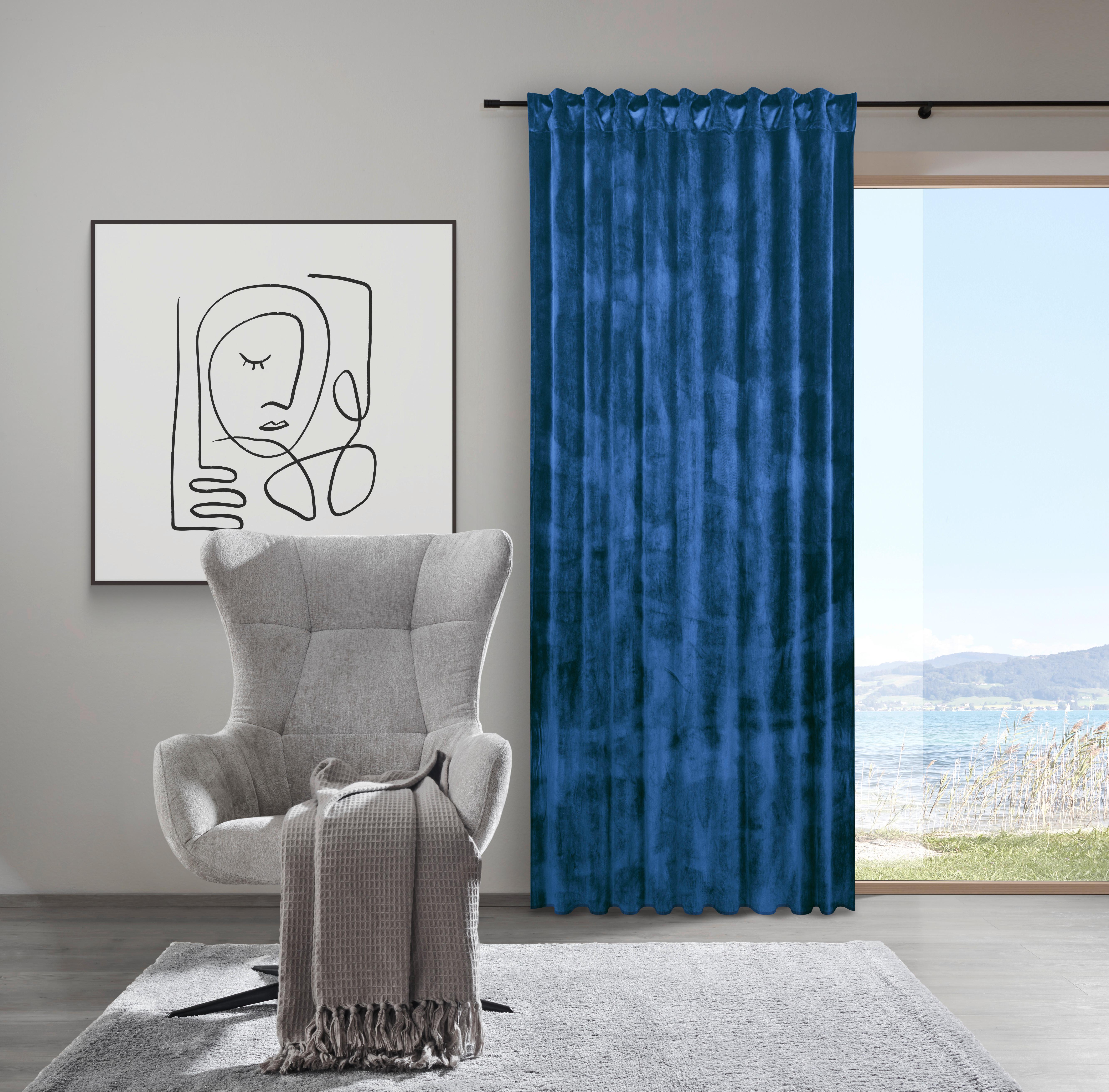 RIDEAU PRÊT À POSER VIOLA - bleu, KONVENTIONELL, textile (140/245cm) - Premium Living