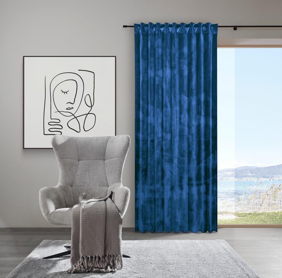 Fertigvorhang Viola Blau ca. 140x245cm - Blau, KONVENTIONELL, Textil (140/245cm) - Premium Living
