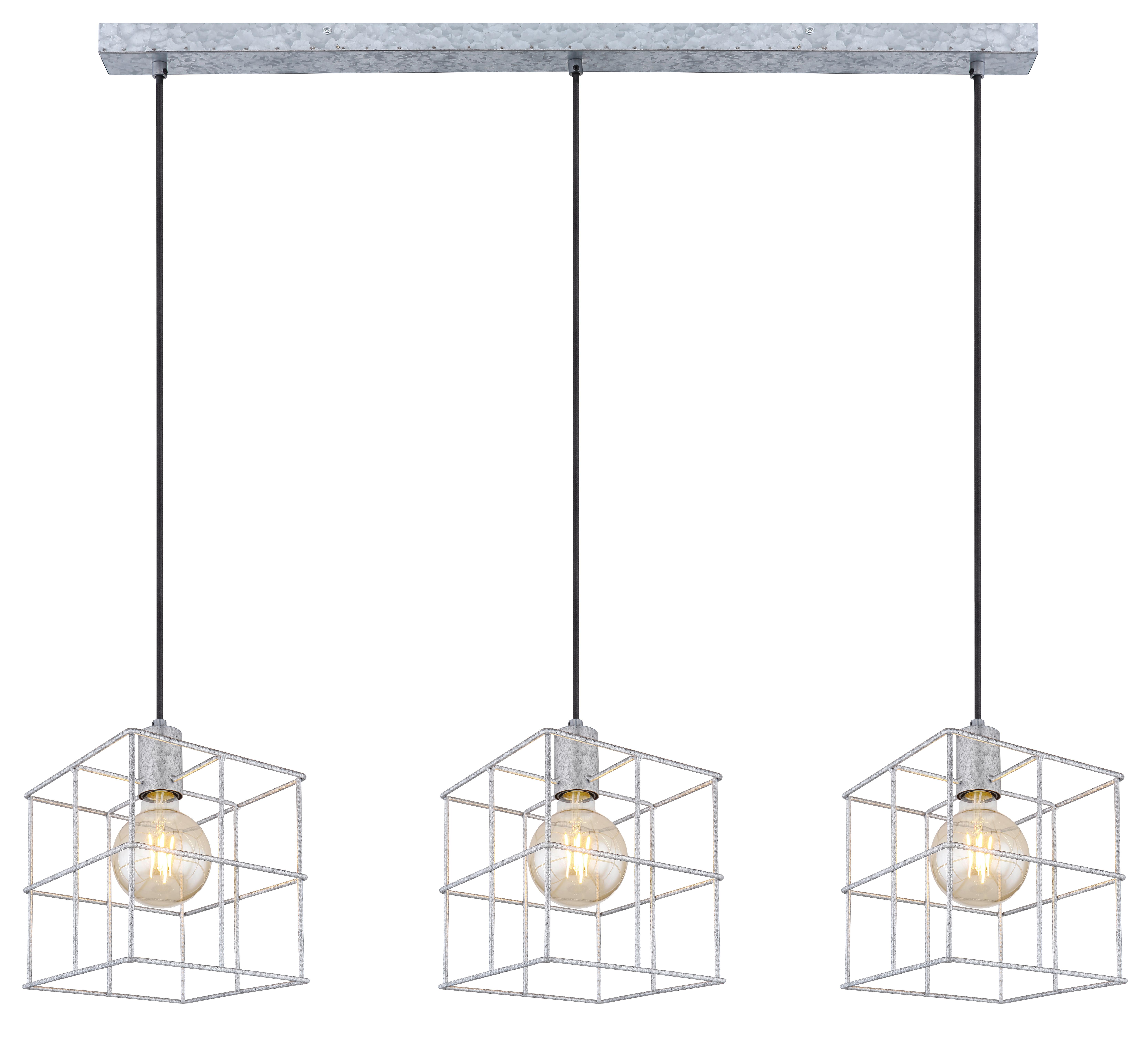 Hängeleuchte Merril Zinkfarben max. 60 Watt - Zinkfarben, Design, Metall (95/20/129cm) - Globo