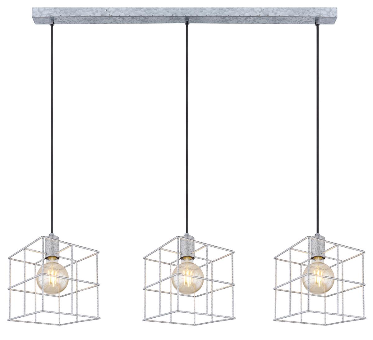 Hängeleuchte Merril Zinkfarben max. 60 Watt - Zinkfarben, Design, Metall (95/20/129cm) - Globo