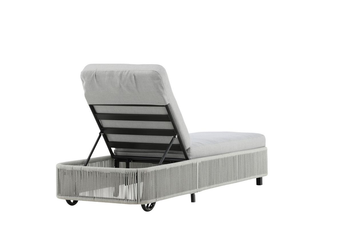 SONNENLIEGE VIRYA - Schwarz/Grau, KONVENTIONELL, Textil/Metall (75/32/205cm) - Gardenson