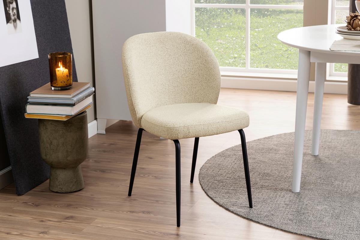 KRZESŁO PATRICIA - beżowy/kremowy, Modern, metal/tkanina (52/85/57,5cm) - MID.YOU