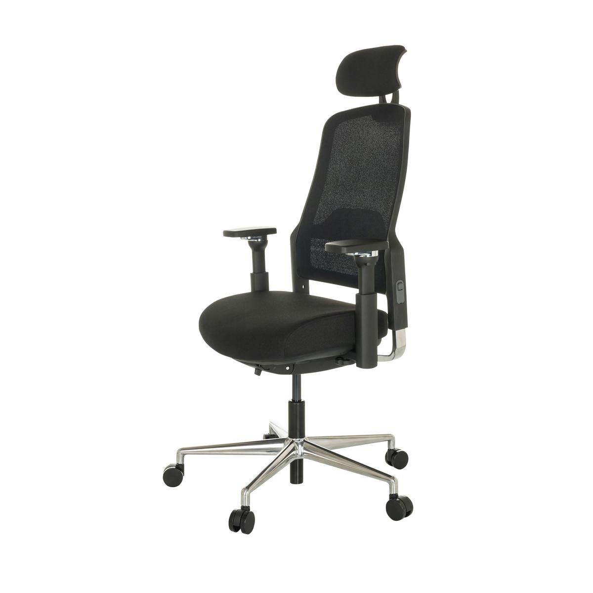 Drehstuhl Teraro AX Schwarz - Silberfarben/Schwarz, Basics, Kunststoff/Textil (65/111-126/61cm) - MID.YOU