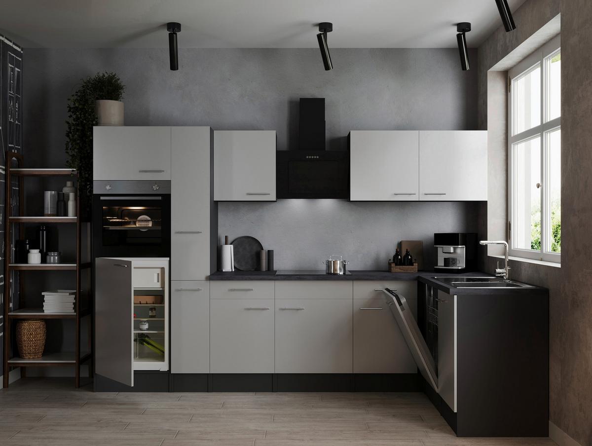 Kotna Kuhinja Z Aparati Oliver, 310x172cm - srebrne barve/siva, Design, kovina/leseni material (310/172cm) - Respekta