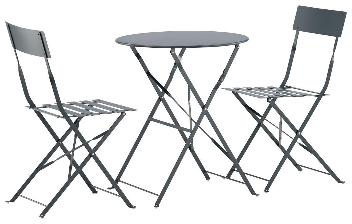 Balkonset Marseille Dunkelgrau - Dunkelgrau, KONVENTIONELL, Metall - Gardenson