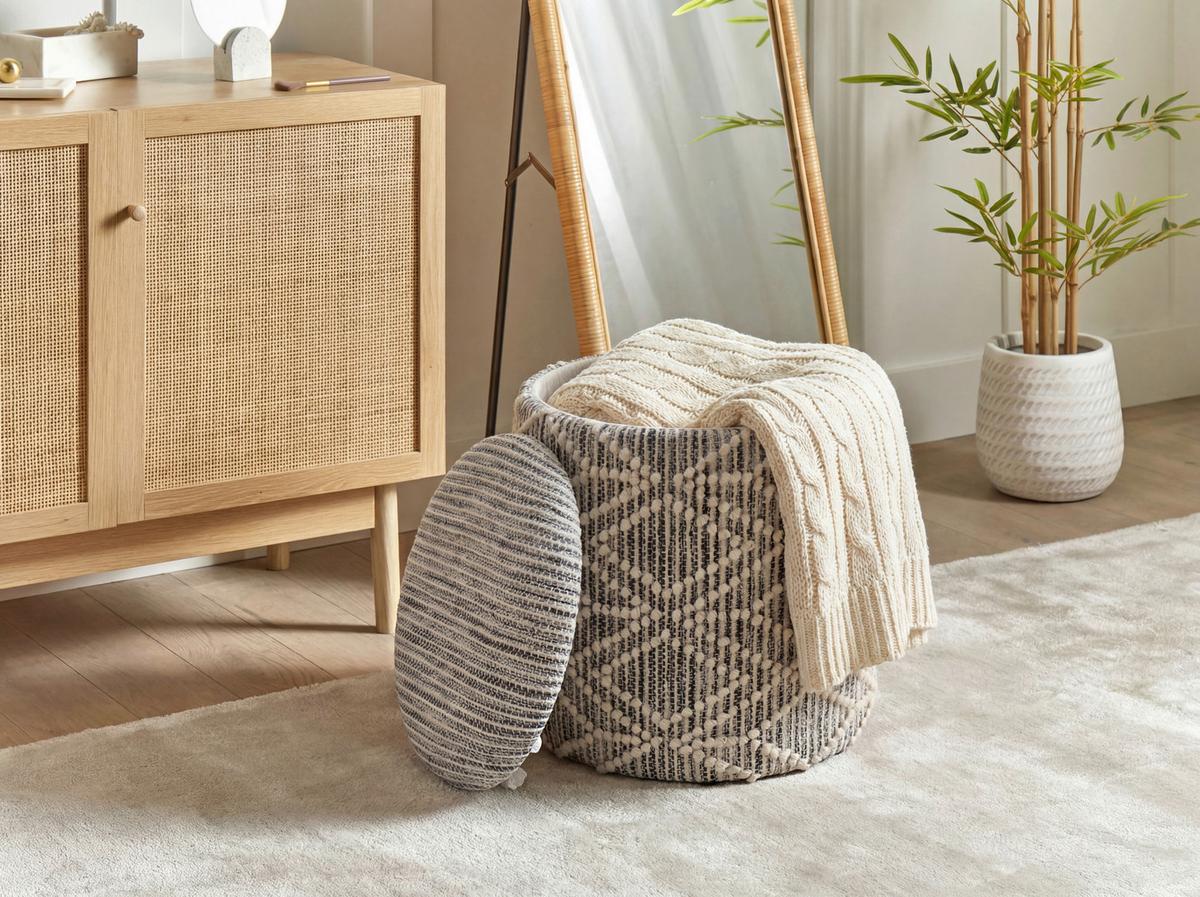 Hocker Wl7.792 - Grau, Design, Textil (40/45/40cm) - Livetastic