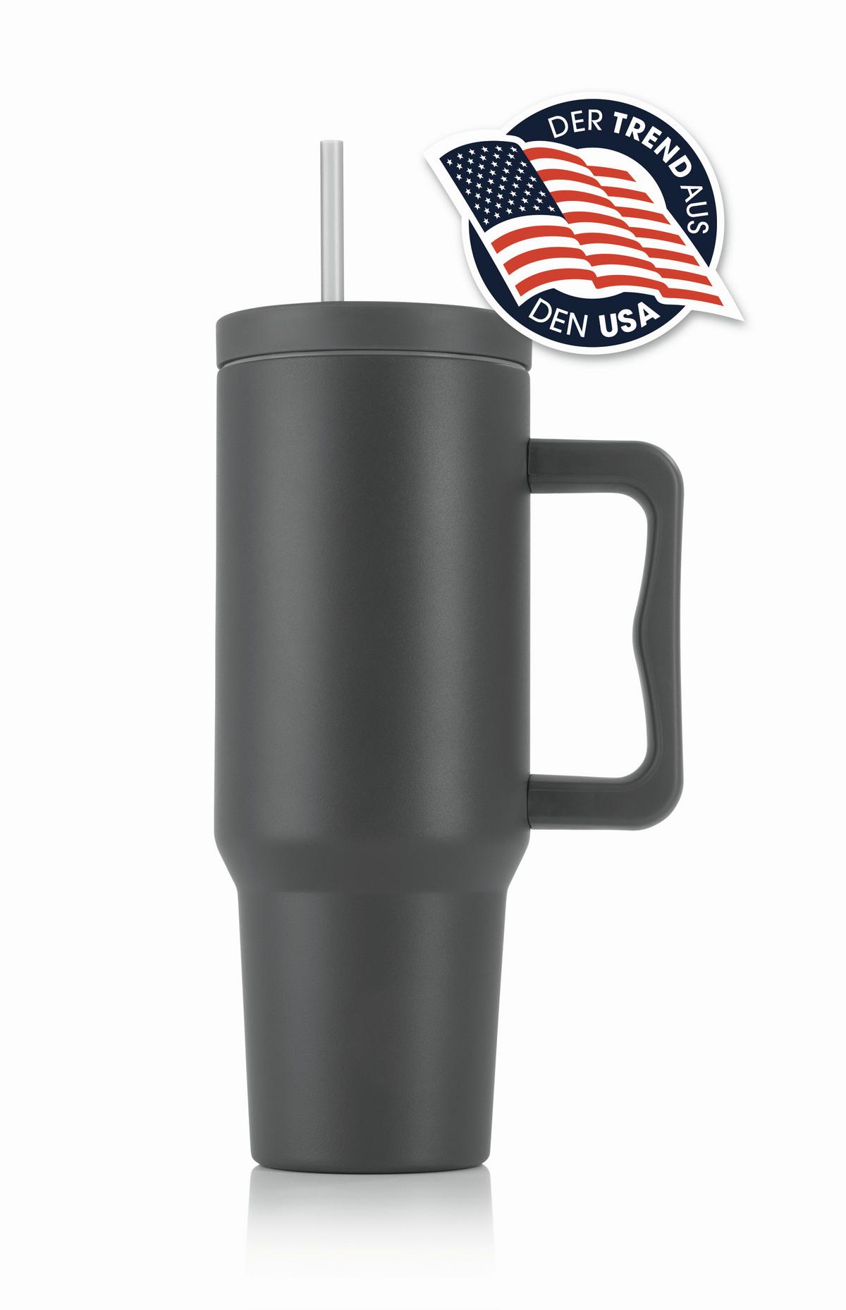 TERMOKUBEK 15042 - szary, Basics, tworzywo sztuczne/metal (1,2l) - GOURMETMAXX