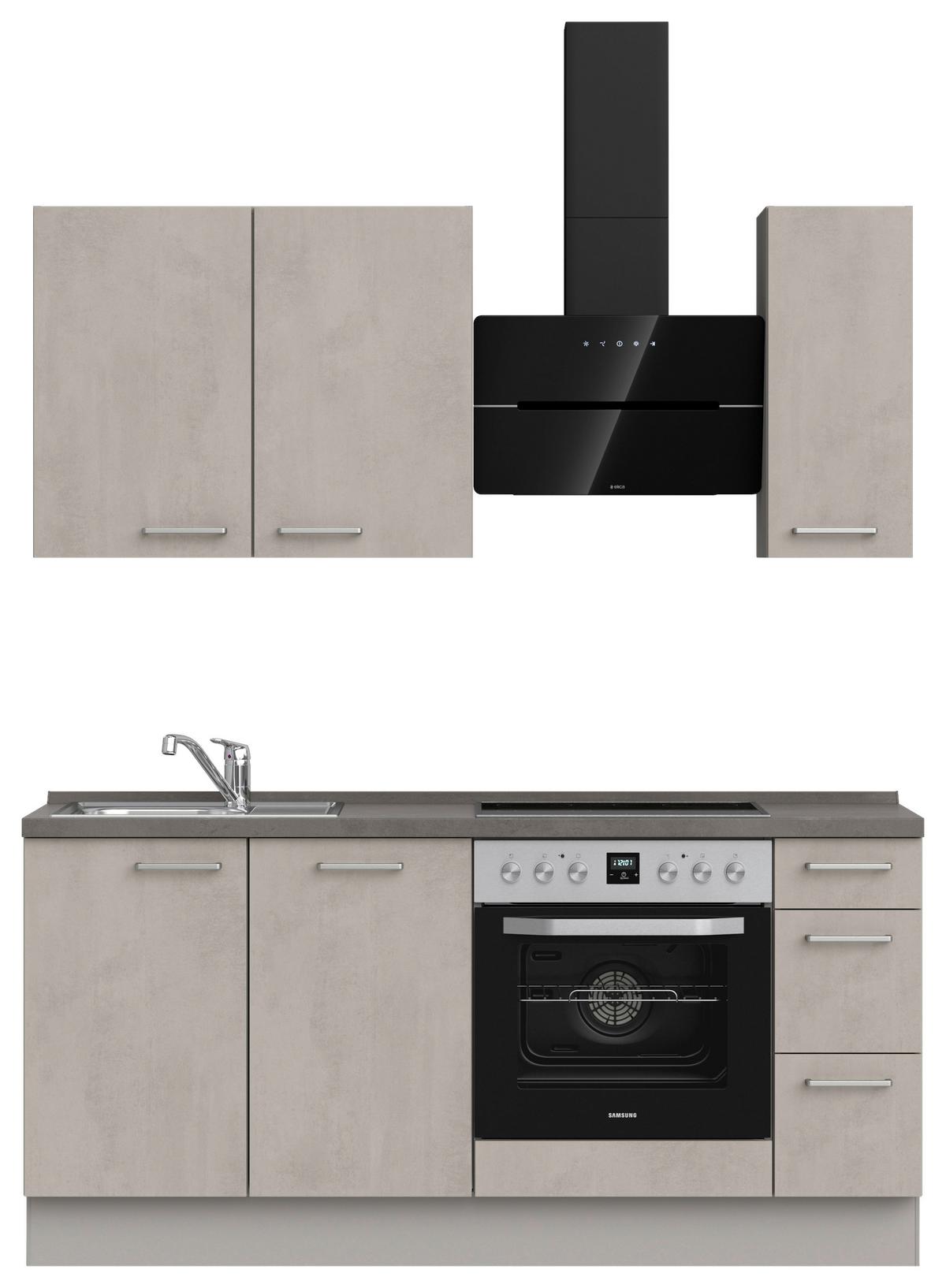 Küchenblock Riva High m. Geräten Grau - Schieferfarben/Edelstahlfarben, MODERN, Holzwerkstoff/Metall (180cm) - Nobilia