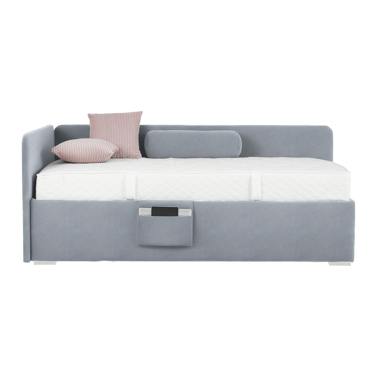 Bett Remi Grau ca. 120x200cm - Chromfarben/Naturfarben, KONVENTIONELL, Holz/Kunststoff (120/200cm) - Mömax