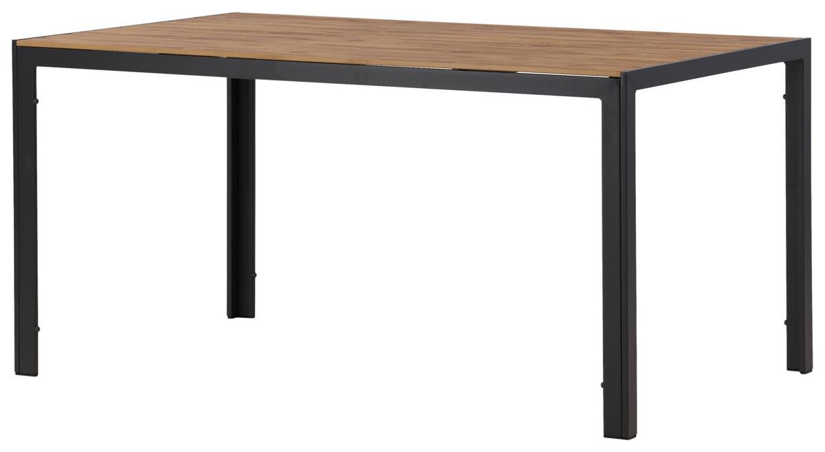 Gartentisch Break ca. 150x90 cm Natur - Schwarz/Naturfarben, KONVENTIONELL, Kunststoff/Metall (150/90/75cm) - Gardenson