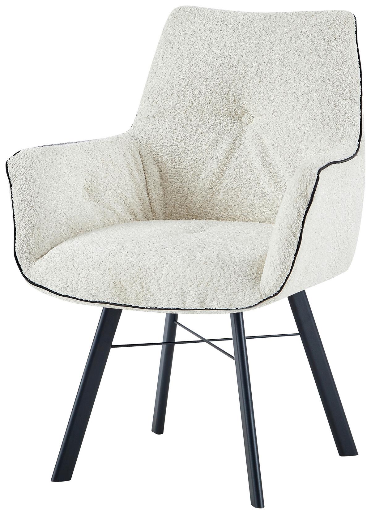 Karosszék Allie 125 - krémszínű, Design, textil/fém (64/91/61cm) - Kayoom