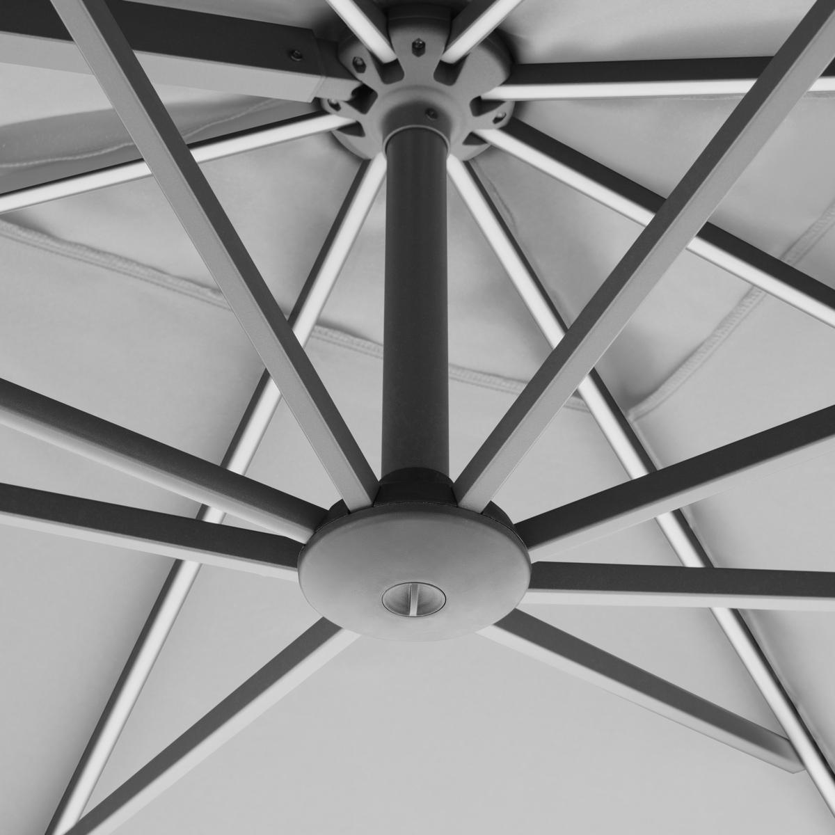 Ampelschirm Myzone Led Hellgrau ca. 300x220cm - Anthrazit/Hellgrau, Basics, Textil/Metall (300/220cm) - Doppler