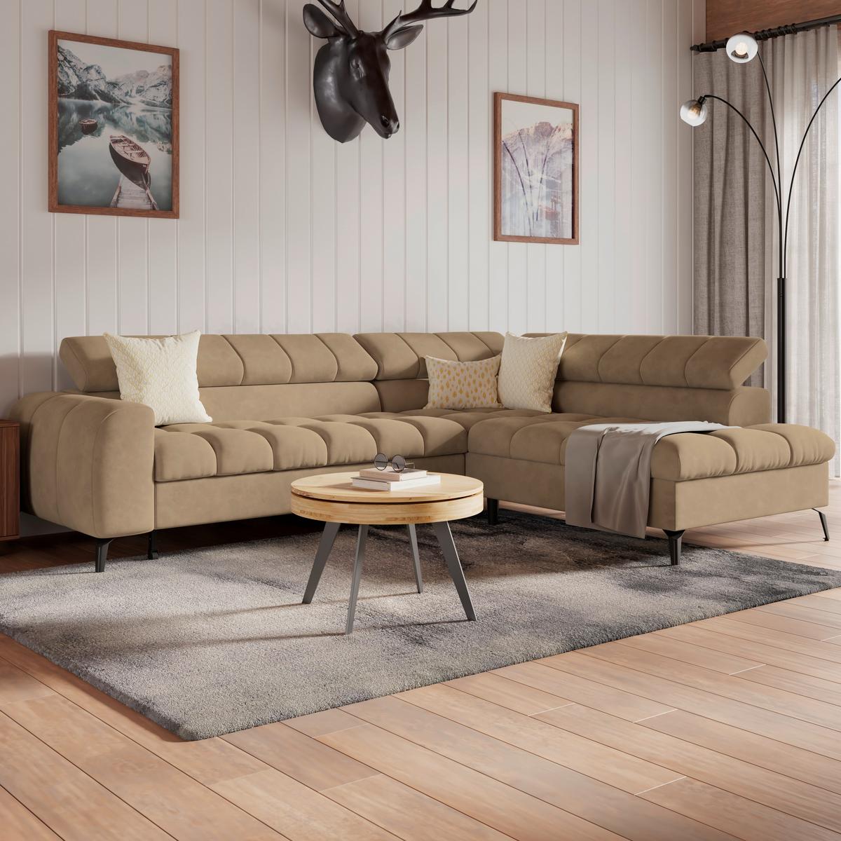Kutna Garnitura Volf - smeđa/crna, Trend, tekstil/metal (261/203cm)