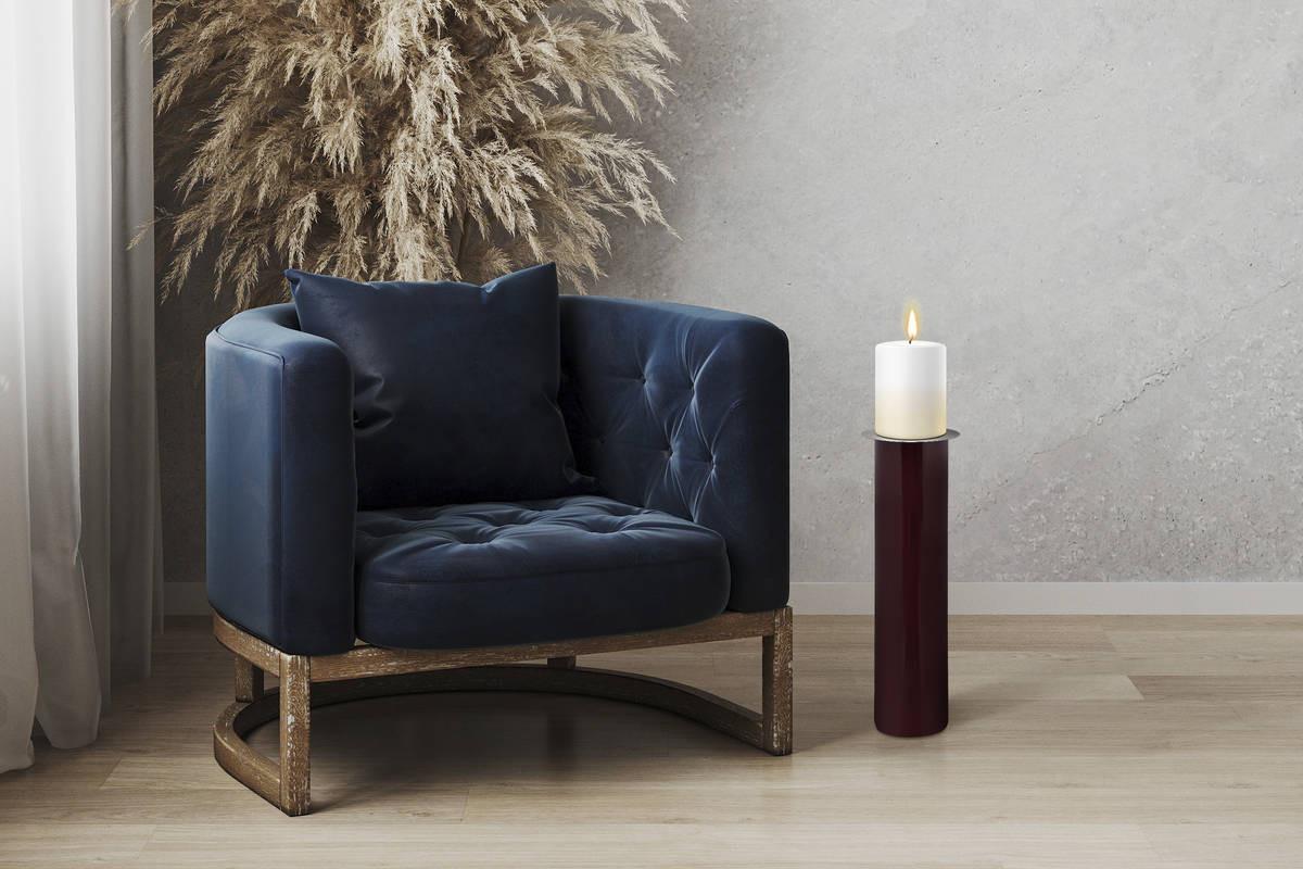 KERZENSTÄNDER BODENKERZENSTÄND. ART DECO 195 - Pflaume/Silberfarben, Trend, Metall (20/70/20cm) - Kayoom