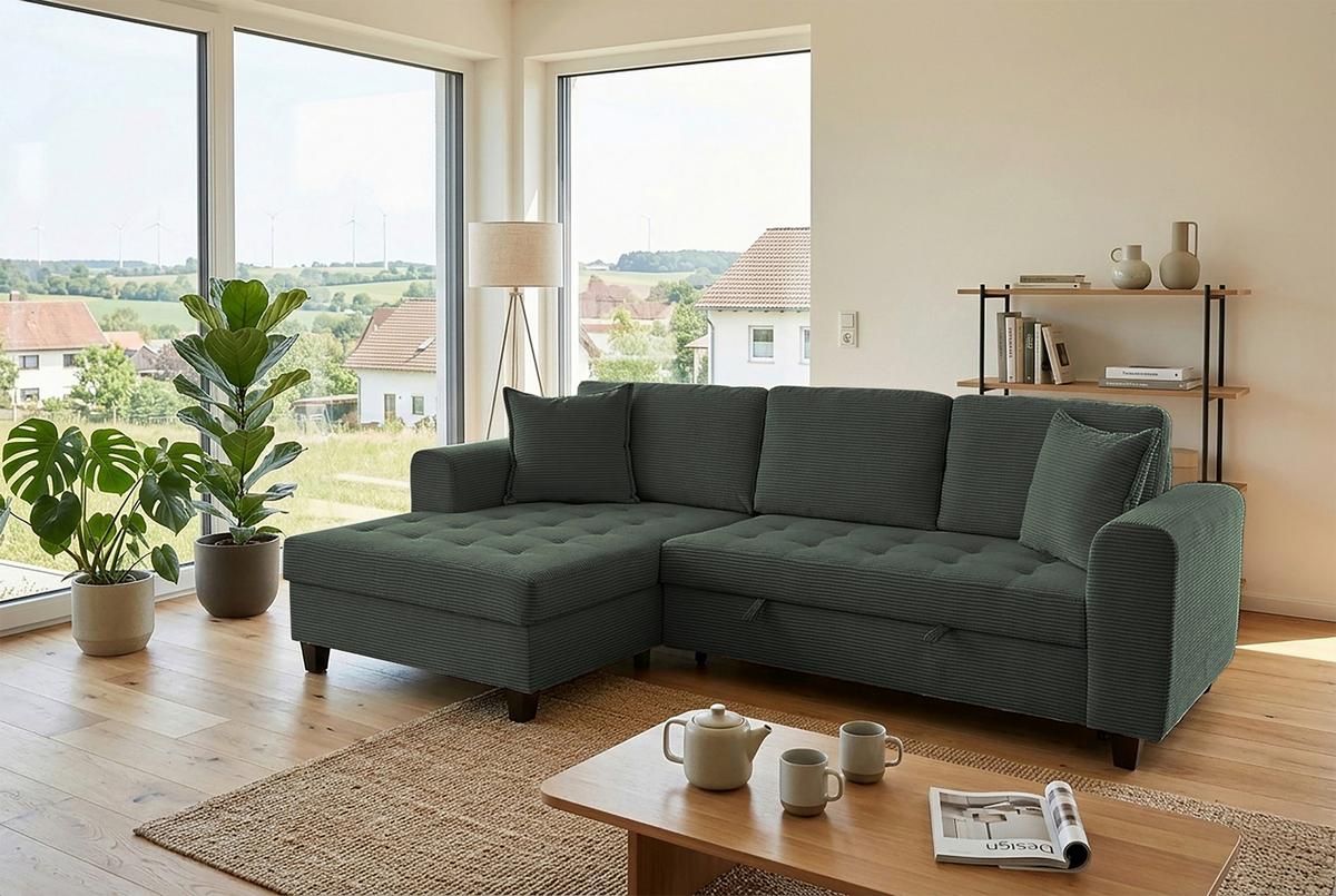 Kutna Garnitura Moritz - tamno zelena, Trend, tekstil (155/265cm) - Modern Living